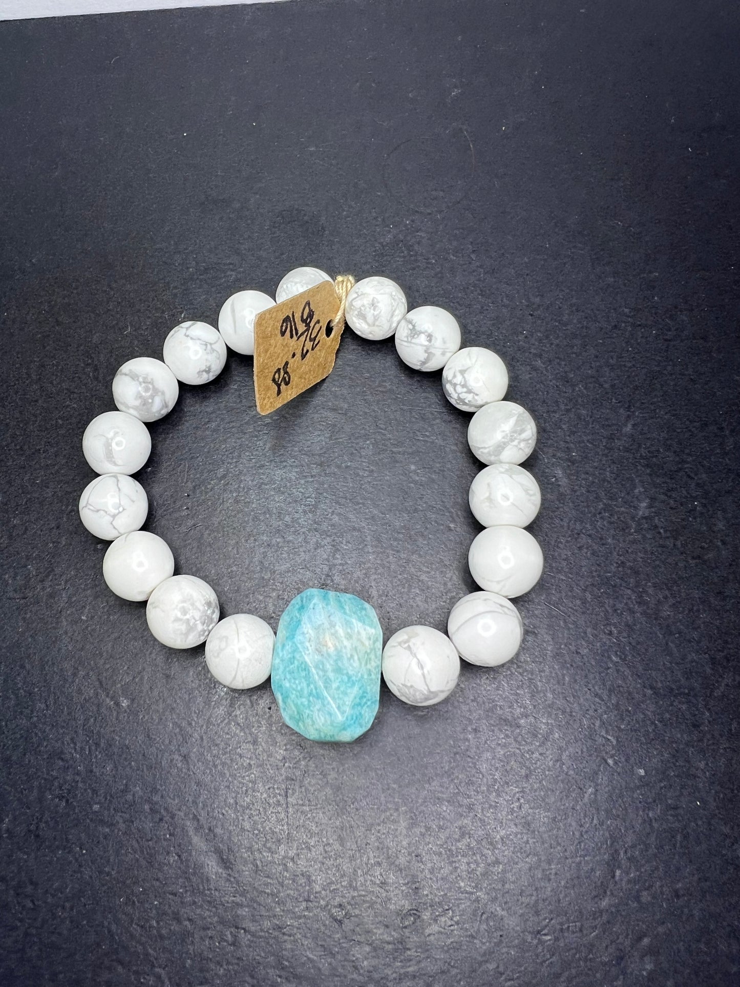 Howlite and Amazonite stretch bracelet 7 inch