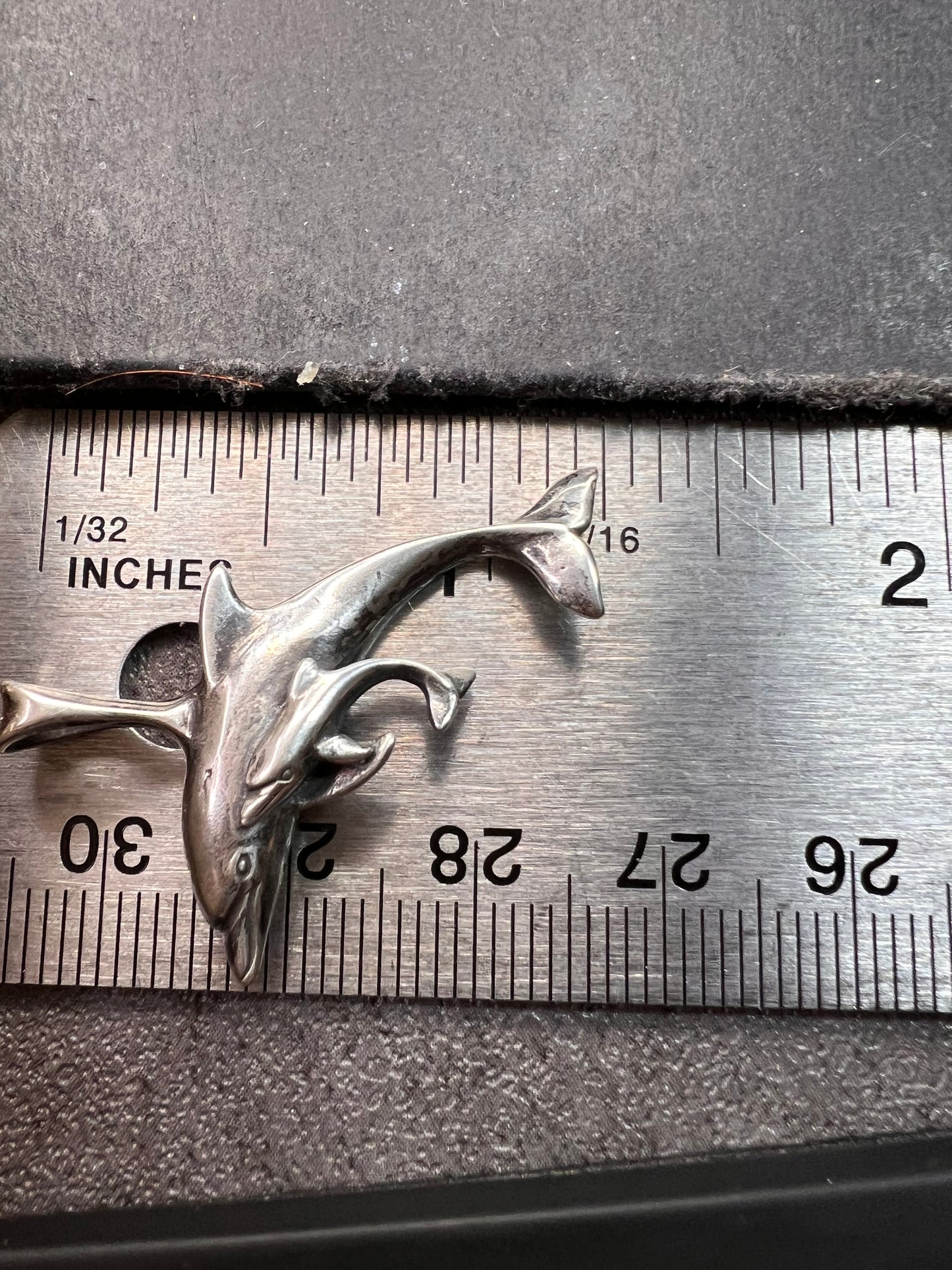 Vintage Sterling Silver Dolphin & Calf Pendant Charm Dead Stock