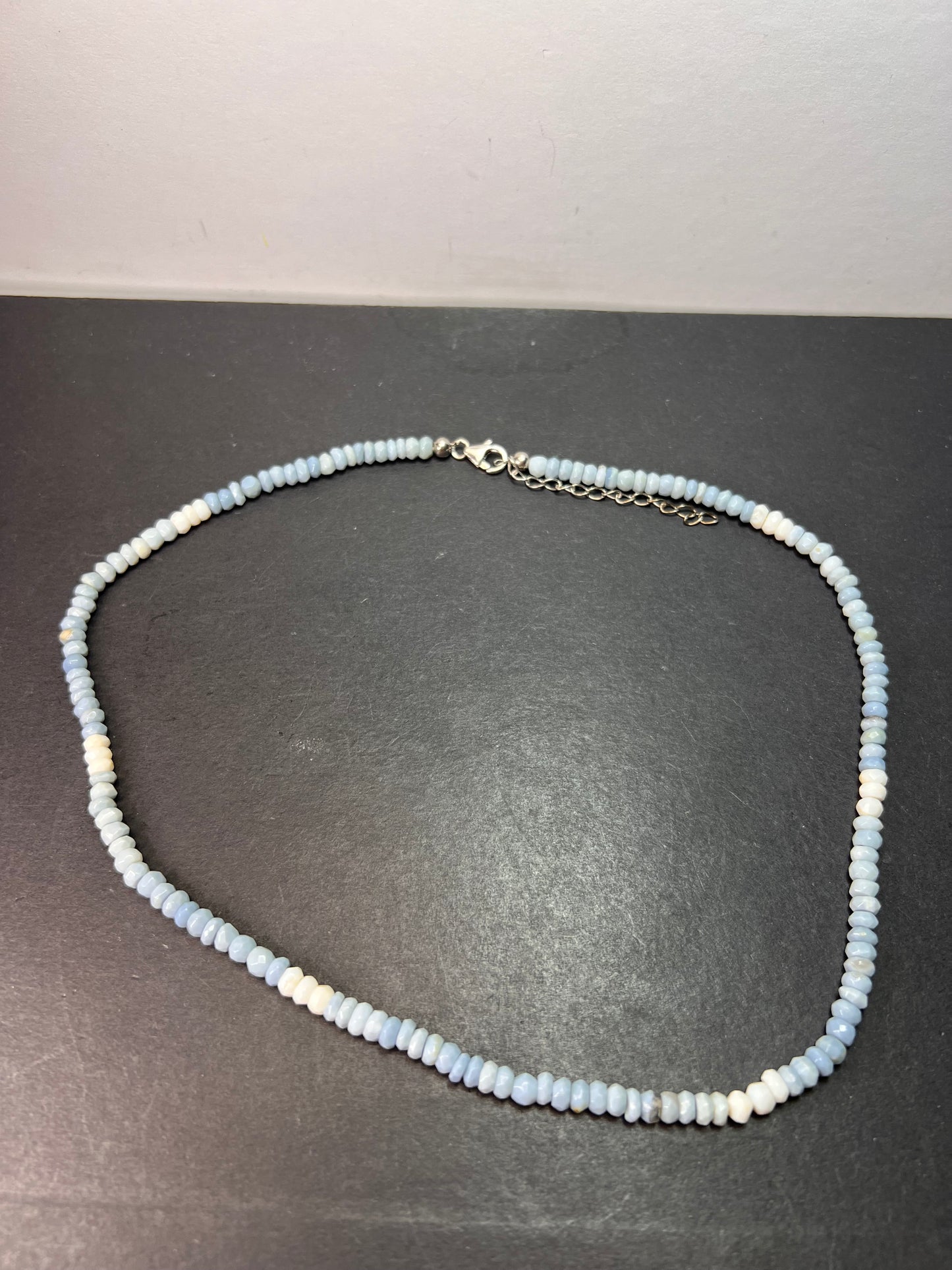 Shaded blue opal necklace with sterling silver clasp