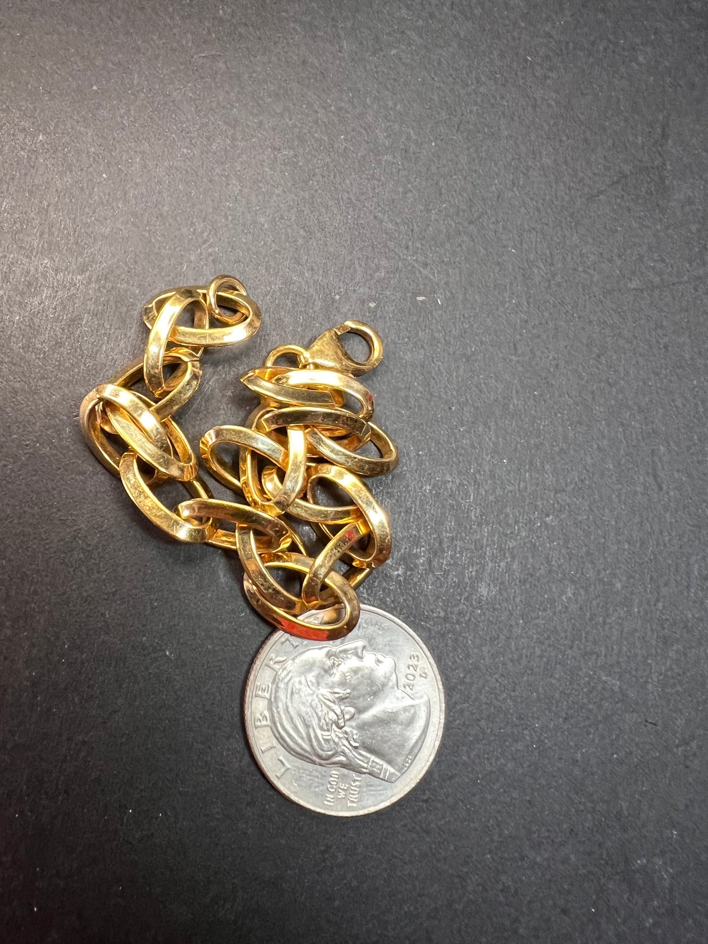 Yellow gold over bronze link bracelet 8 inches