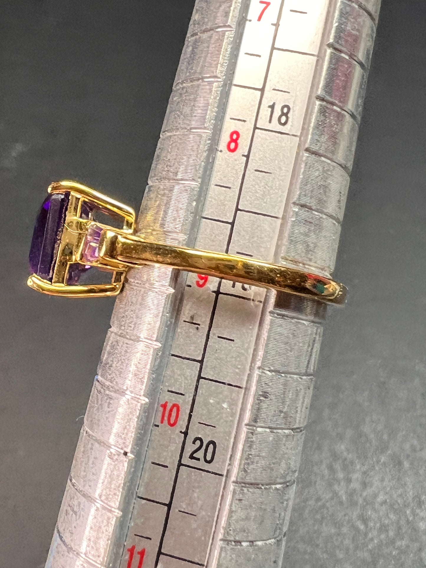NEW African amethyst ring in vermeil yellow gold size 9