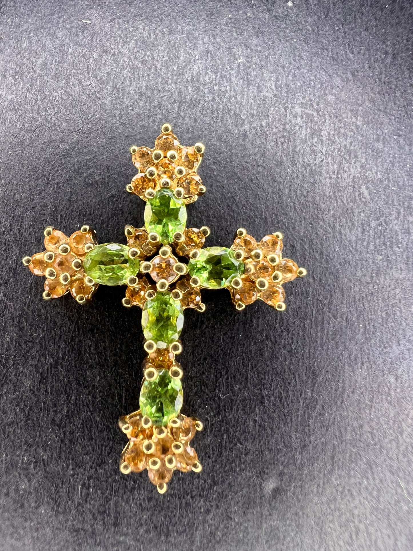 Vintage 10K Yellow Gold Tsavorite and Golden Beryl Cross Pendant – Samuel Aaron
