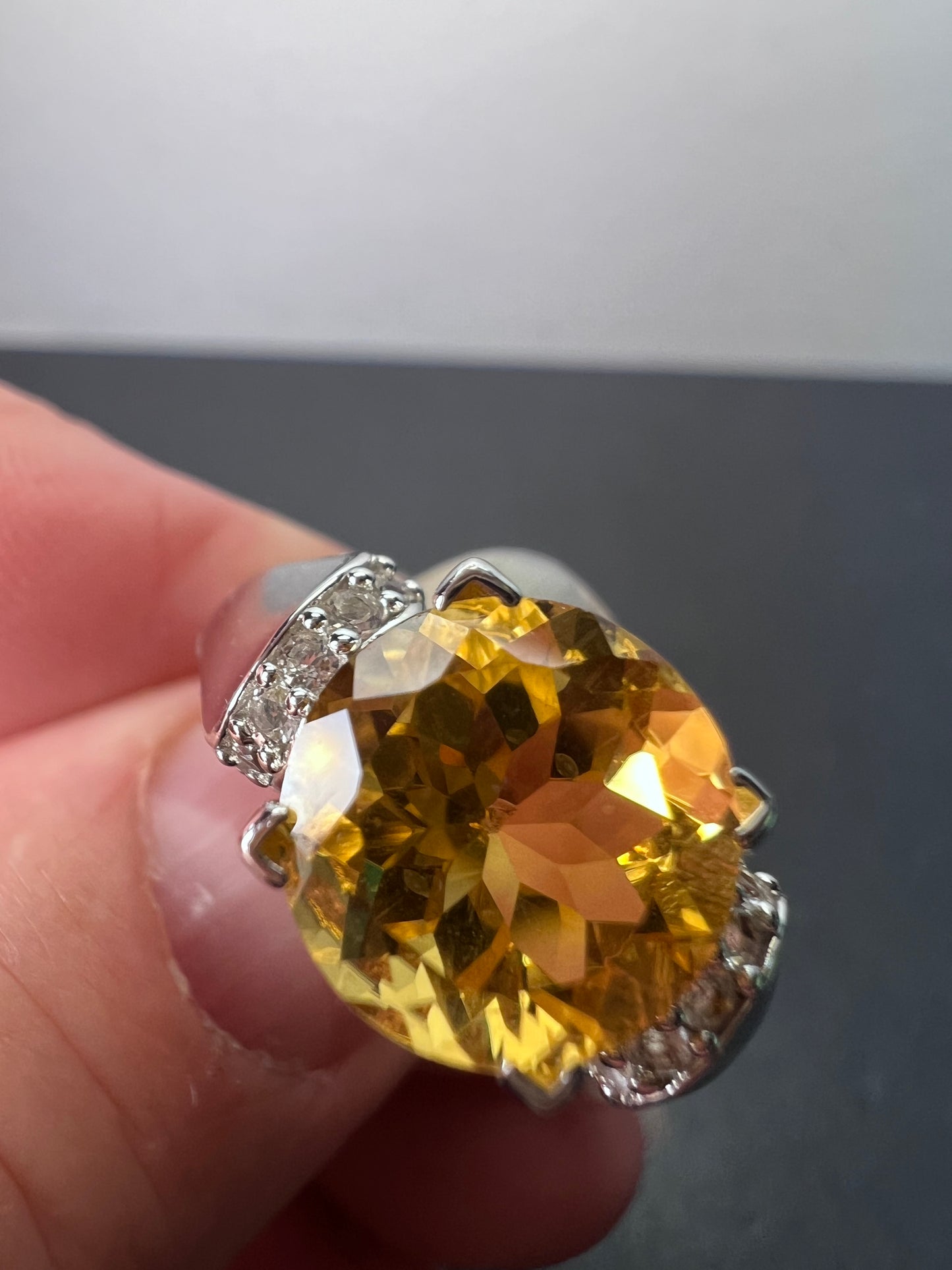 Yellow Citrine Sterling Silver Ring 3.08ctw size 9