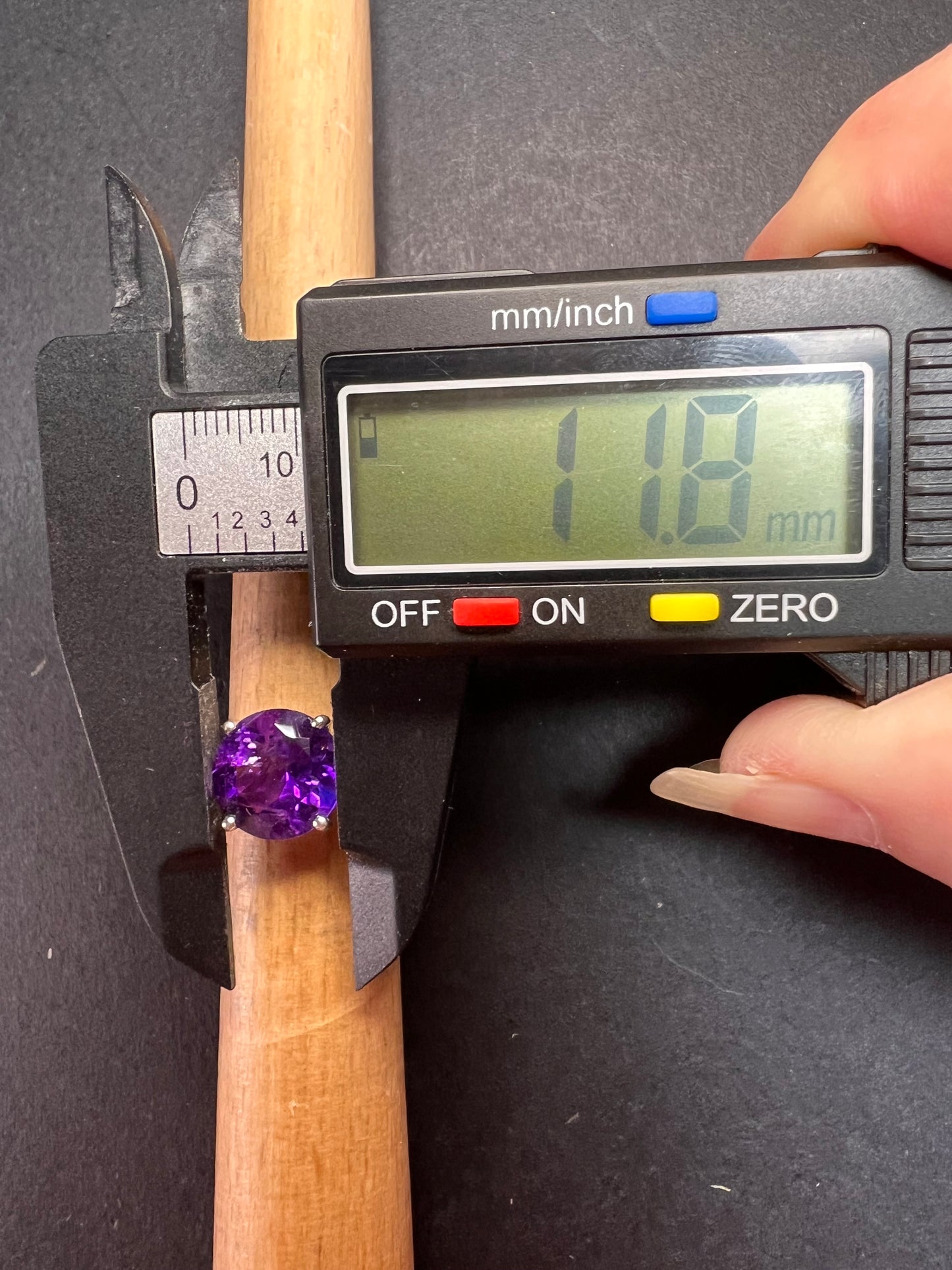 Vintage Samuel Aaron amethyst solitaire sterling silver ring size 7