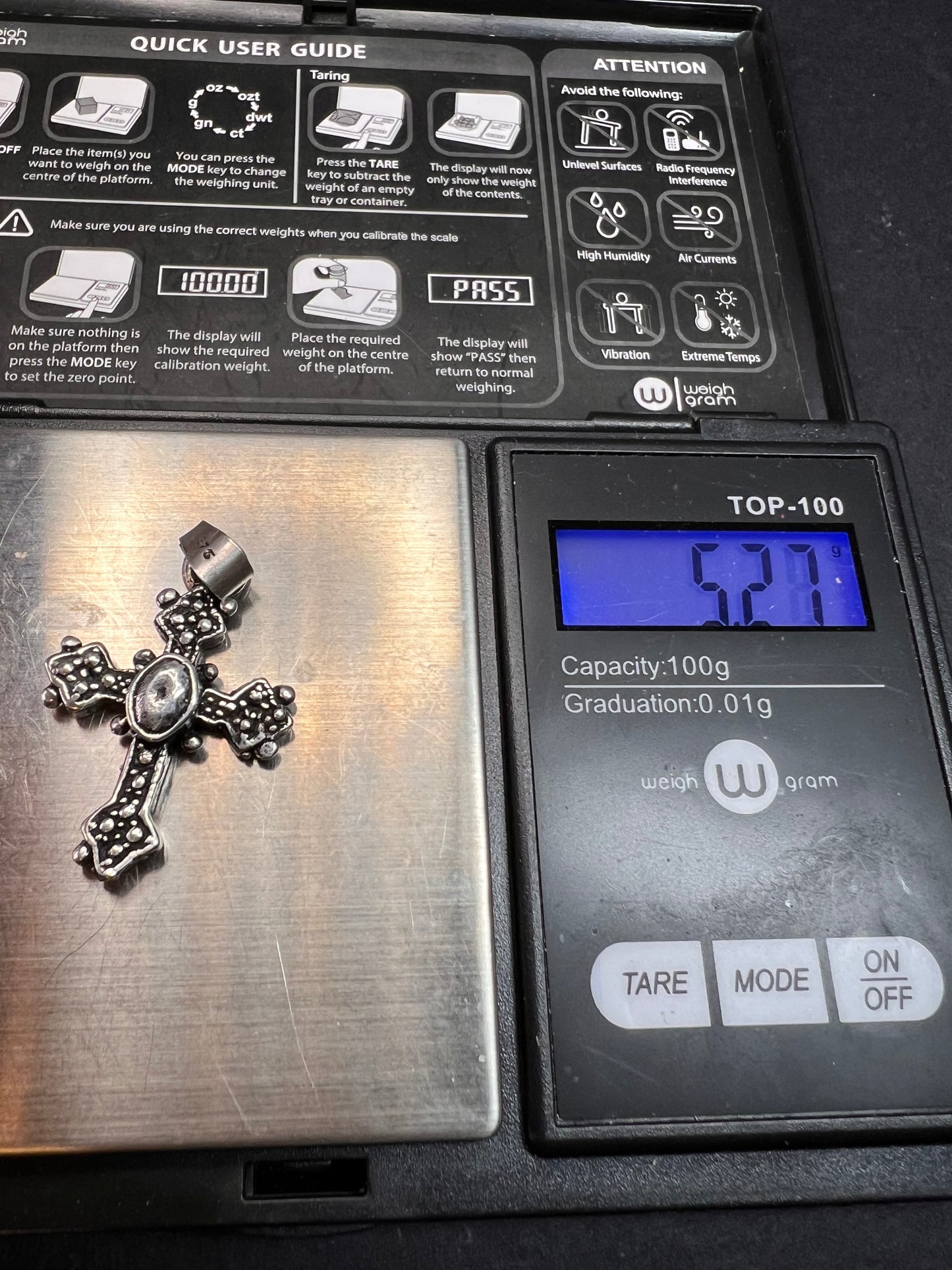 Vintage Sterling Silver Ornate Cross Pendant 4.27g