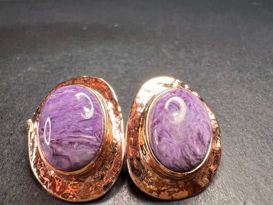 NEW Nate & Etan charoite earrings in rose gold over bronze