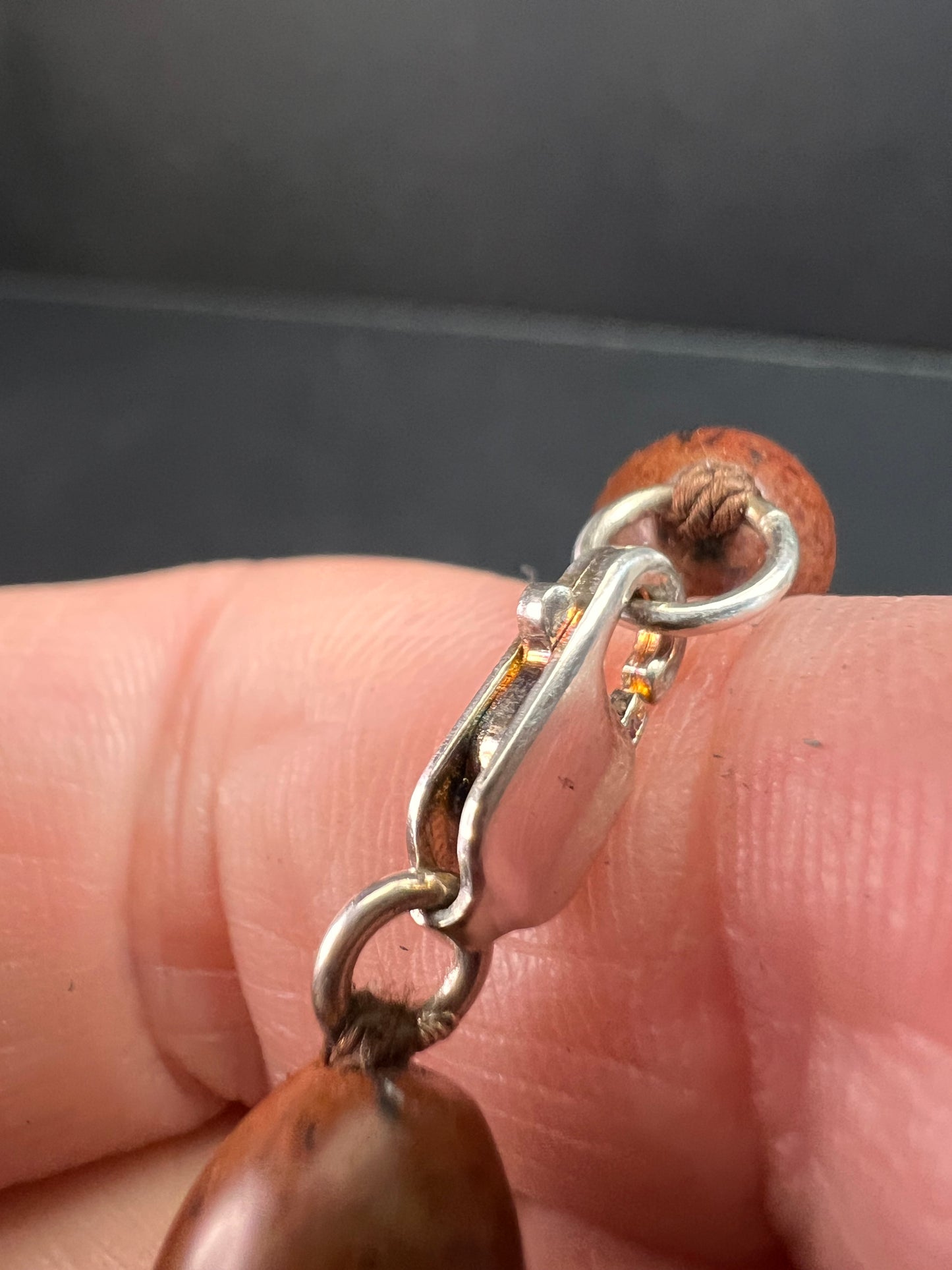 NEW Mahogany obsidian knotted 36 inch necklace with sterling silver clasp