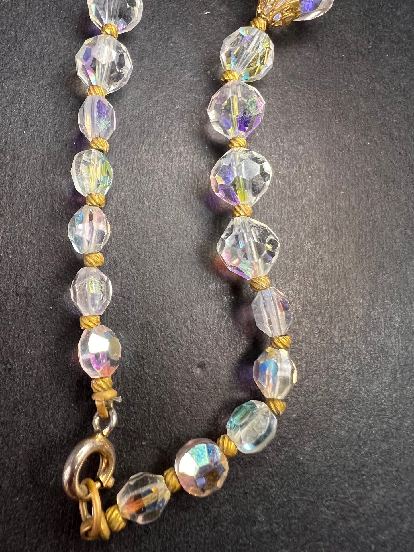Vintage Aurora Borealis crystal beaded necklace