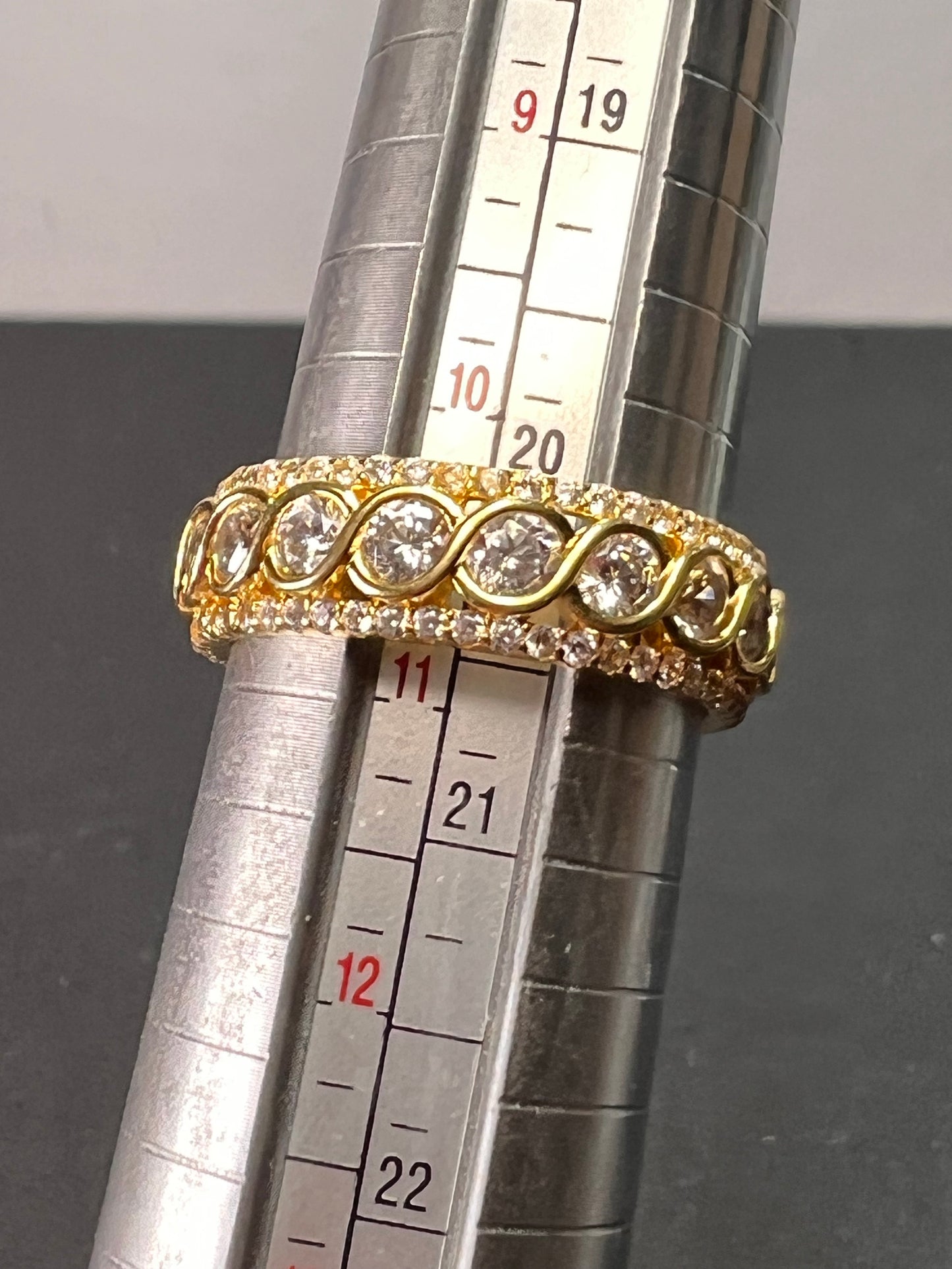 CZ gold over Sterling eternity band ring size 11