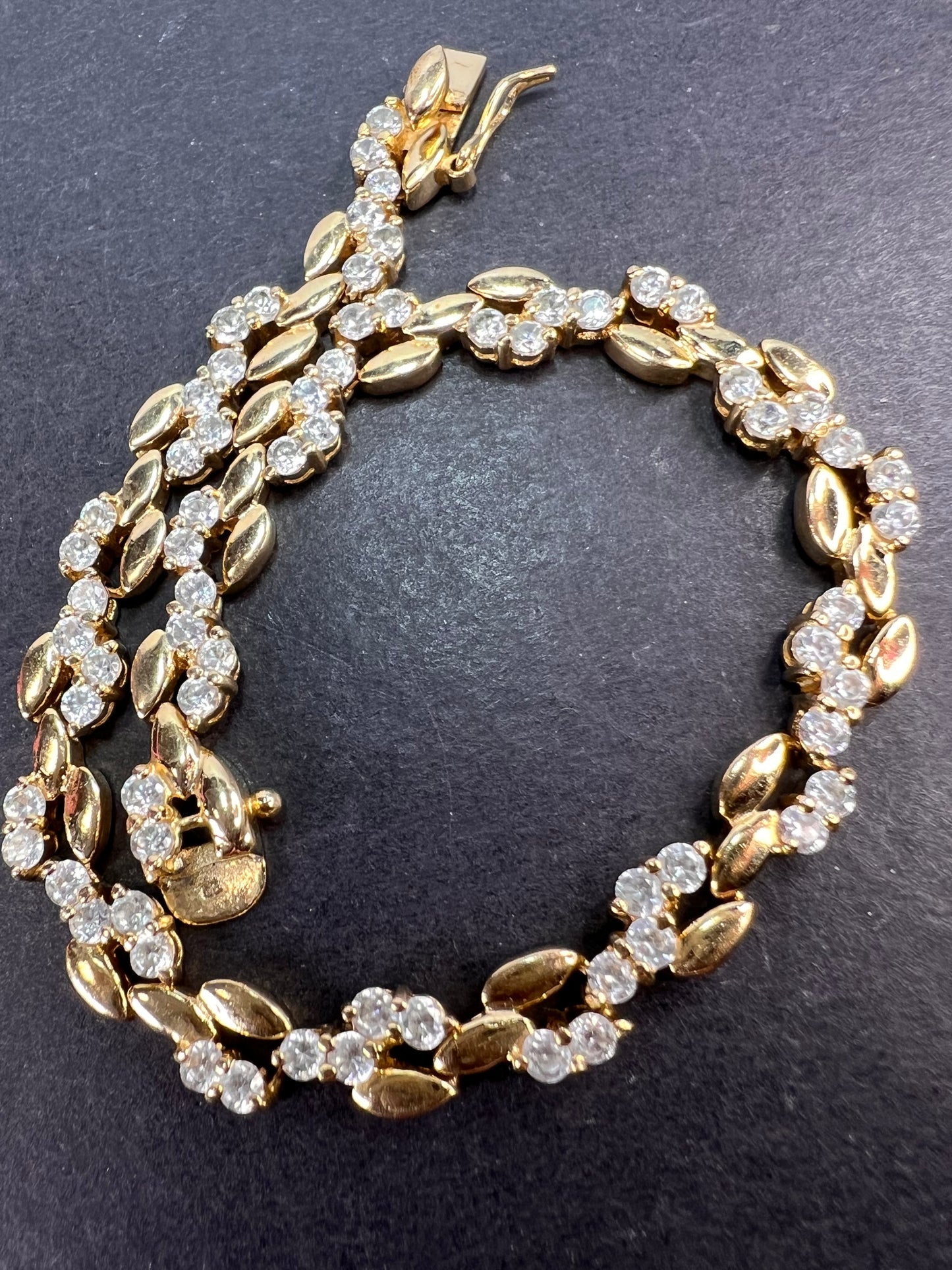 Vintage CZ bracelet in gold over sterling silver