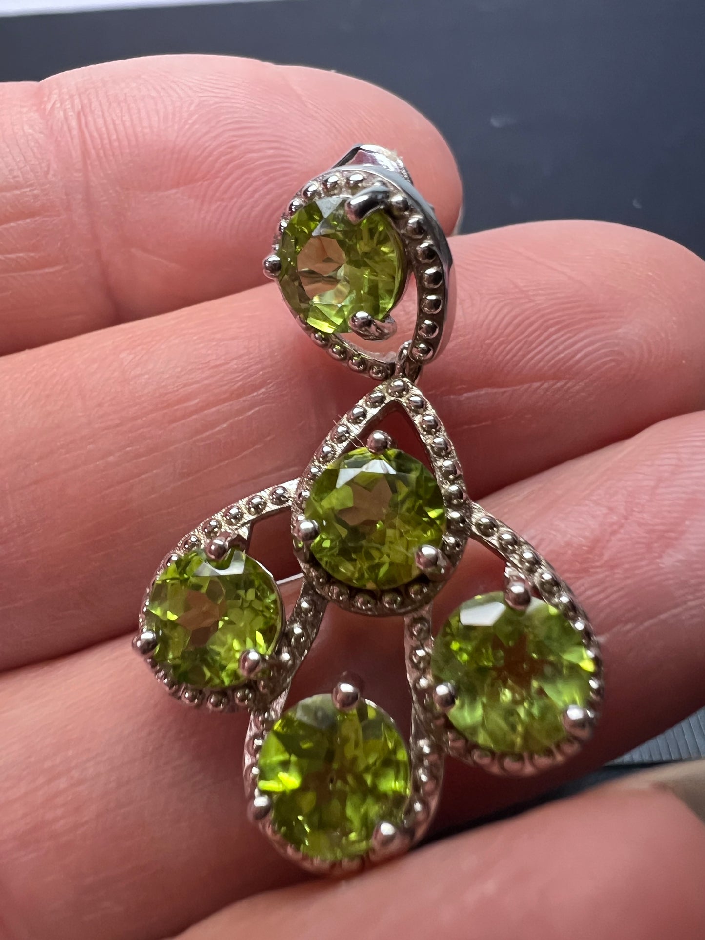 Peridot sterling silver chandelier earrings