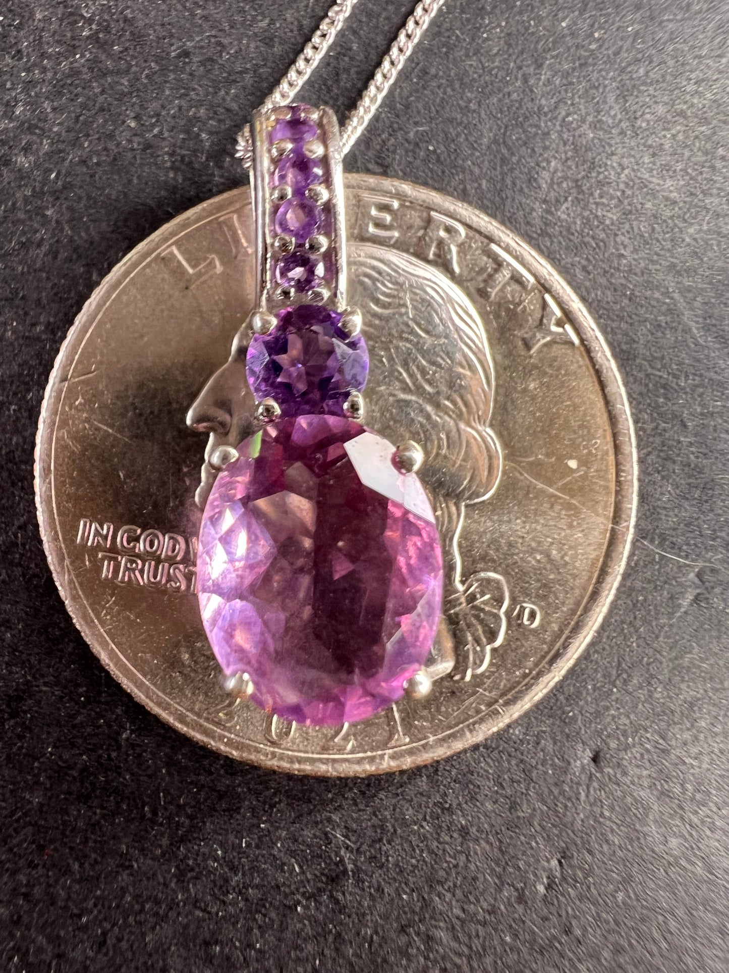 Purple fluorite multi stone sterling silver pendant with 20 inch chain