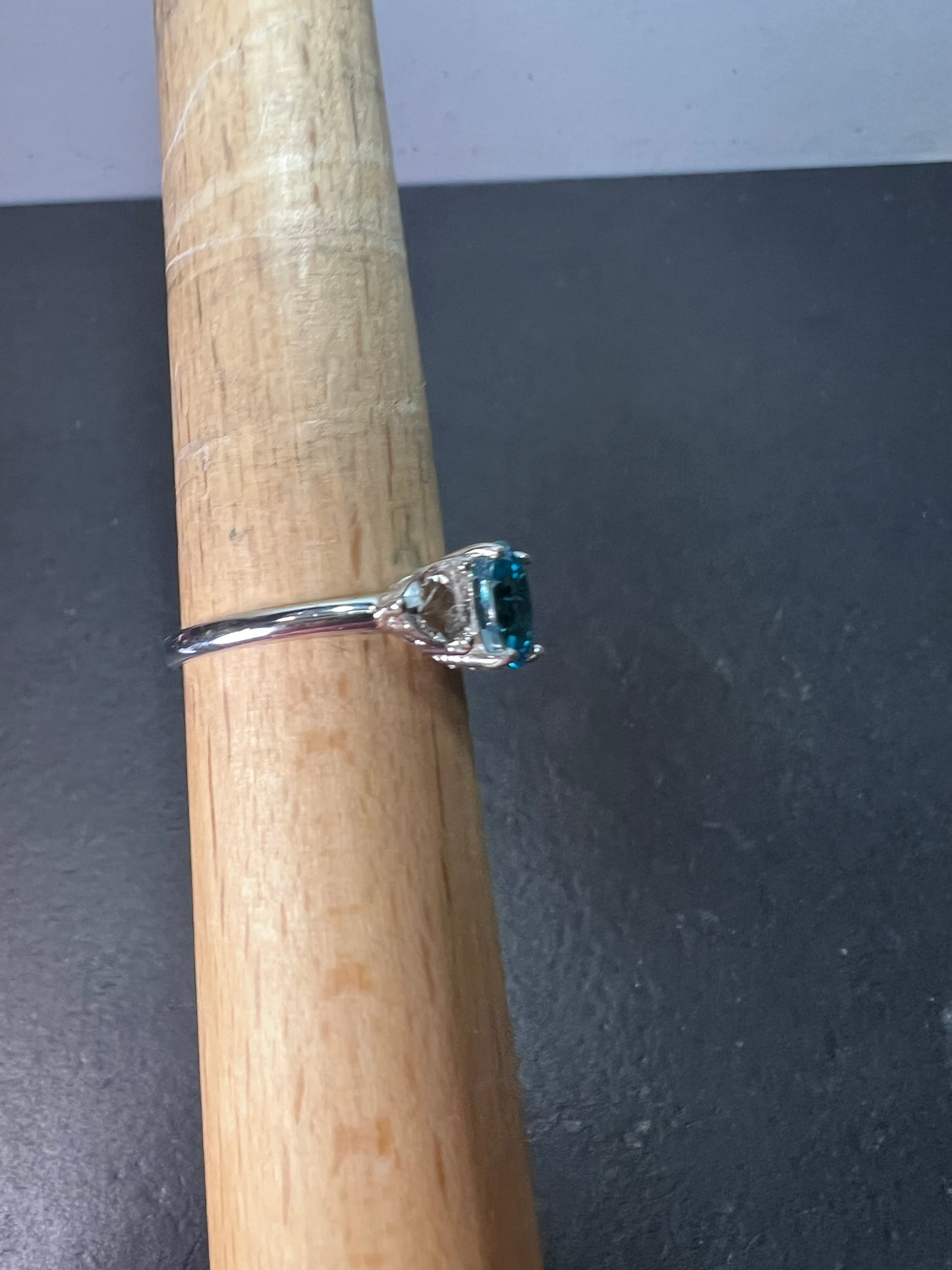 Blue and white topaz sterling silver ring size 9