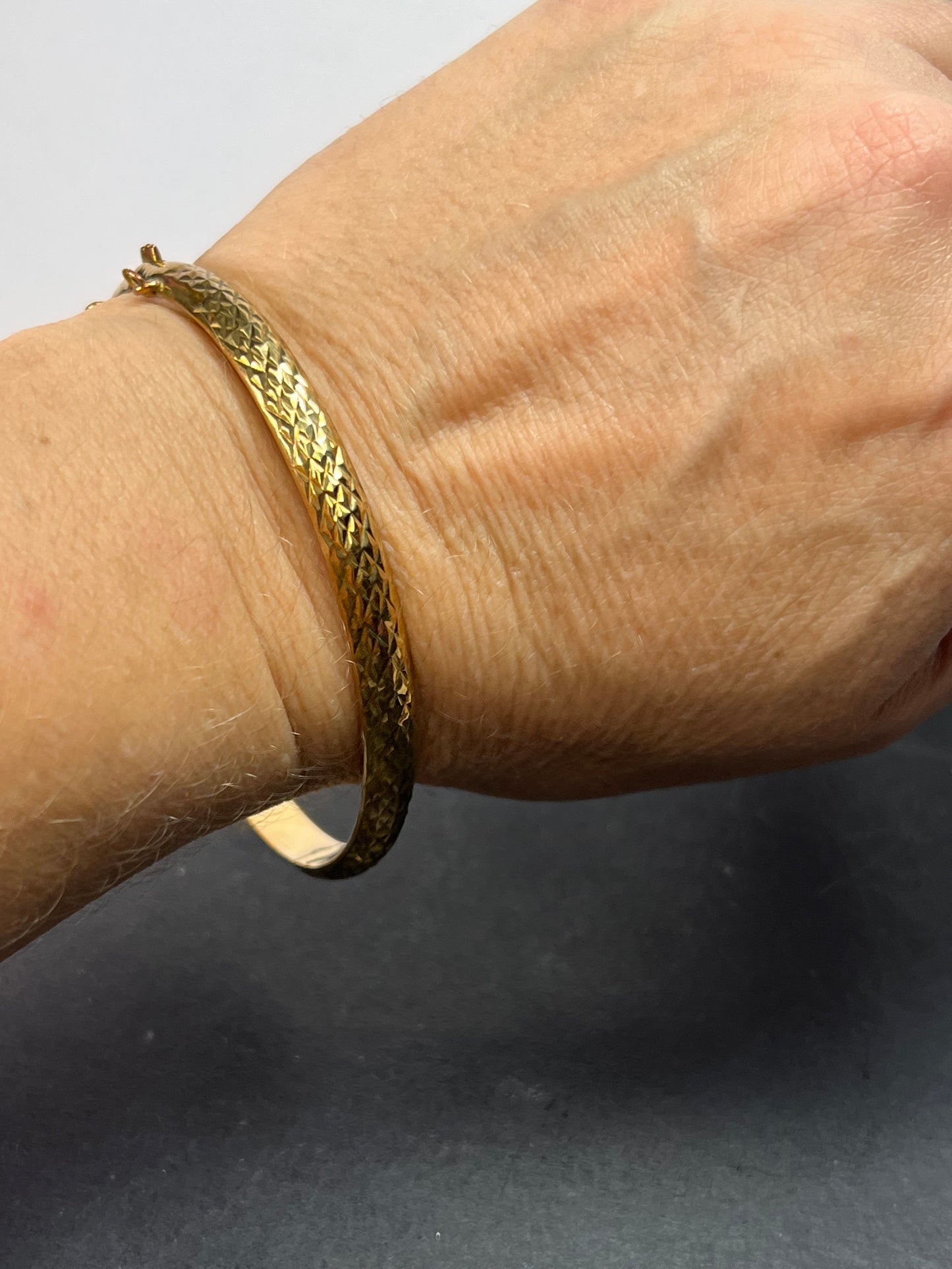 18k yellow gold over sterling silver hollow bangle bracelet