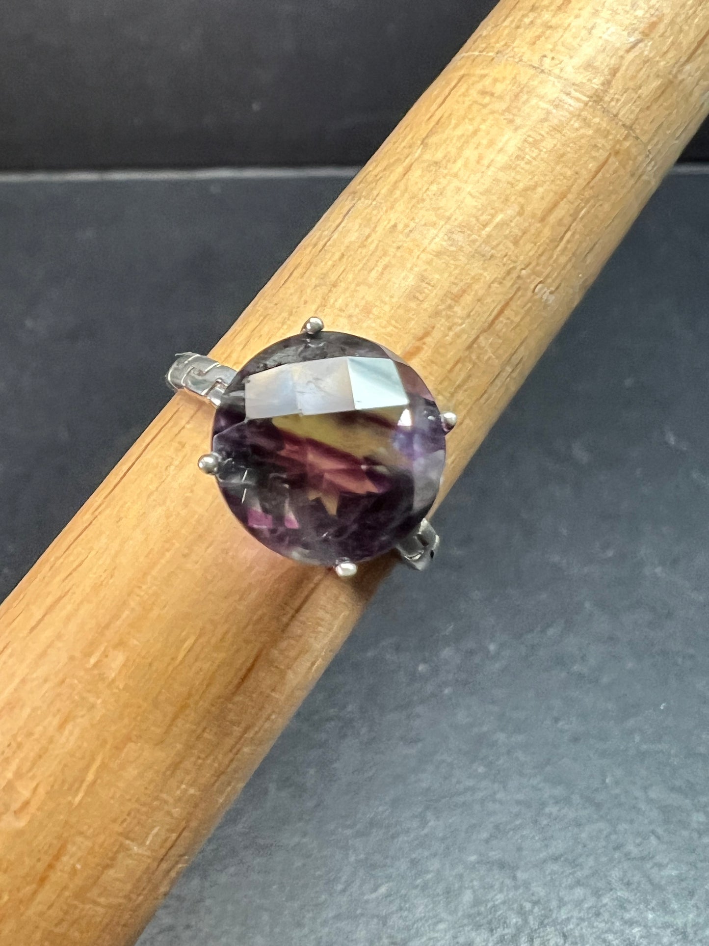 Vintage Sterling Silver Rainbow Fluorite Ring Size 9