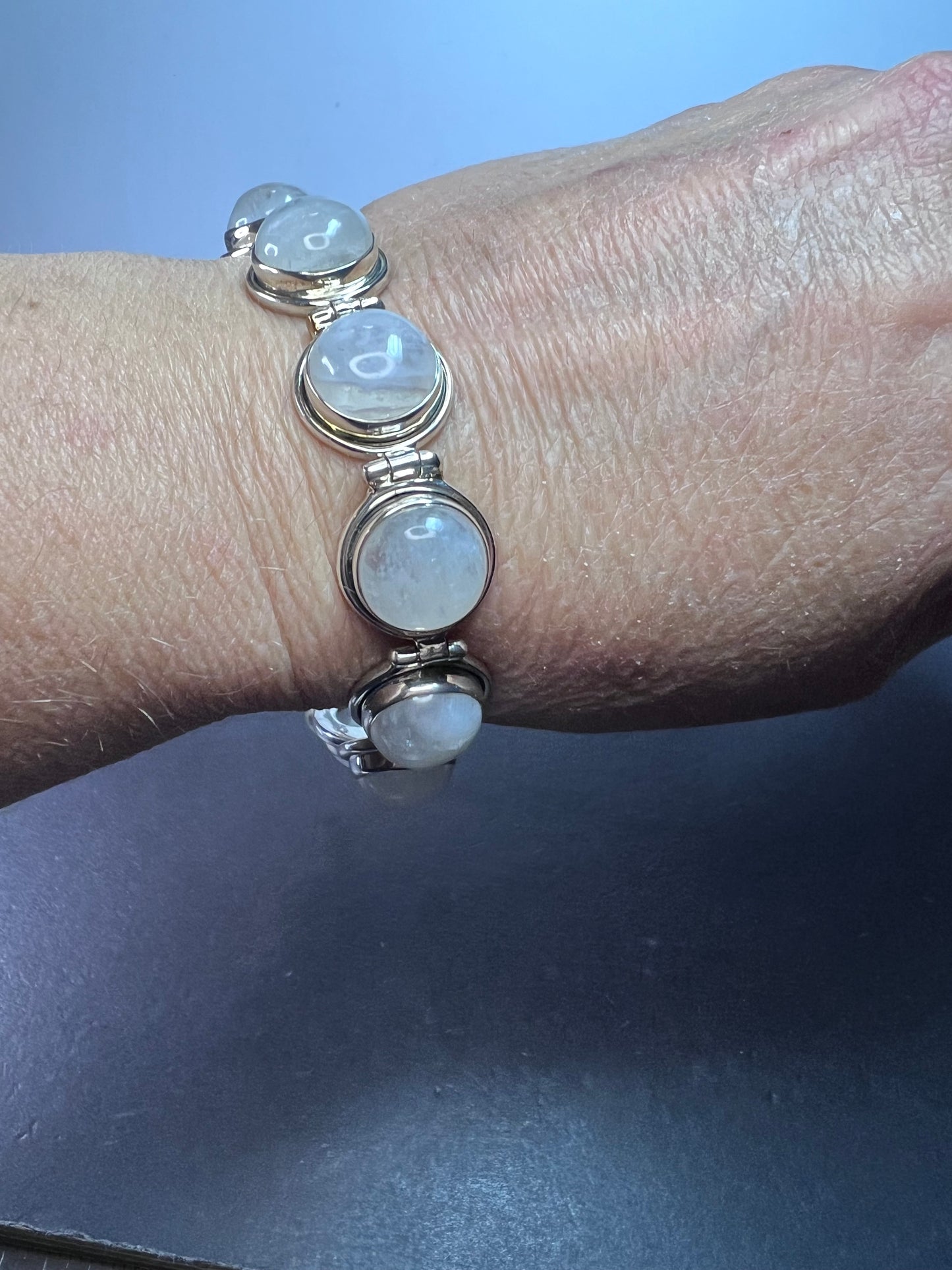 Moonstone and sterling silver bracelet with extender