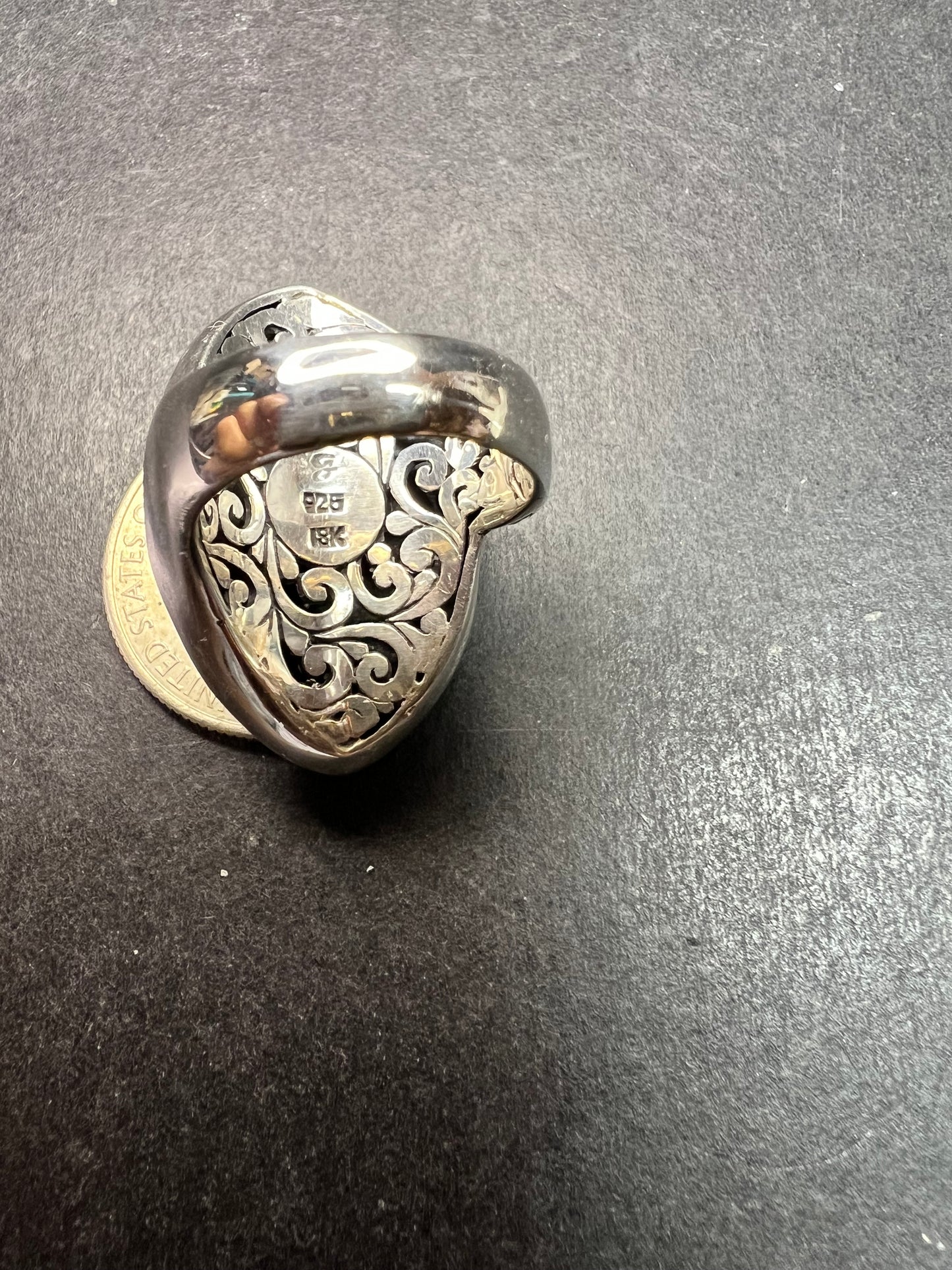 Samuel B Bali Sterling Silver Ring w 18K Gold Accents Size 6