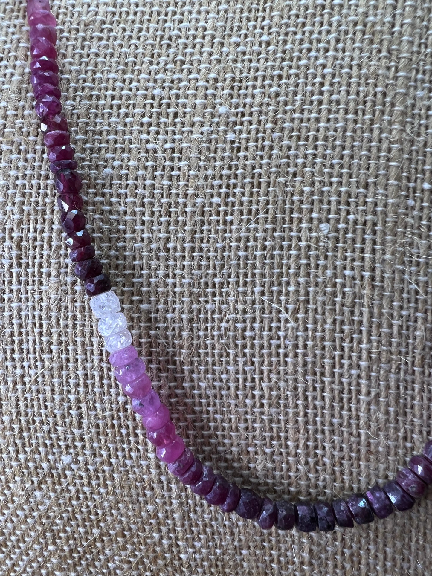 Ombre Red and Pink Ruby & sapphire graduated Faceted Rondelles Bead necklace*NEW*