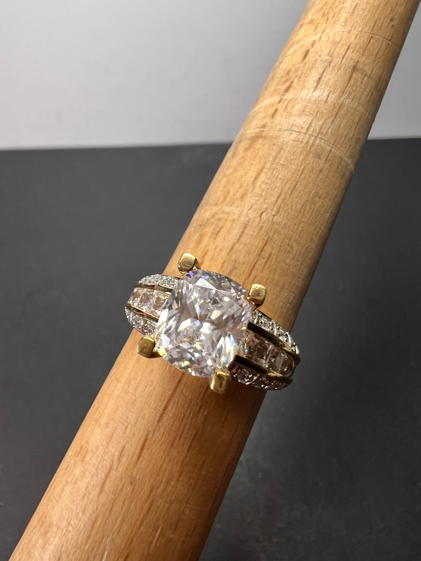 Cubic Zirconia 18k Yellow Gold Over Silver Ring 7.77ctw size 9