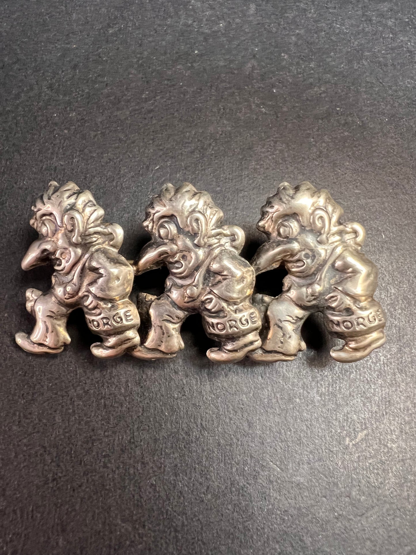 Rare vintage sterling silver Norwegian Norge troll brooch