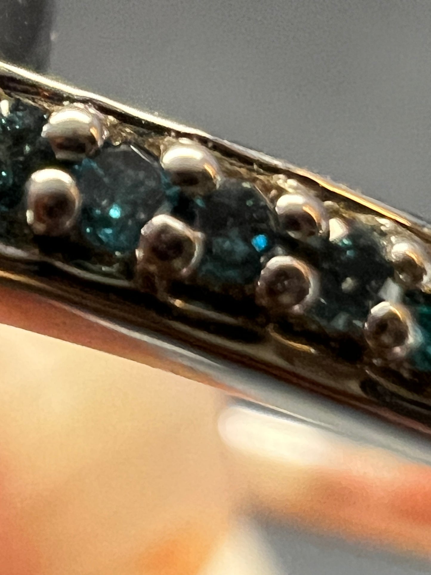 Sterling Silver Turquoise Ring with Blue Diamond Accents Size 6