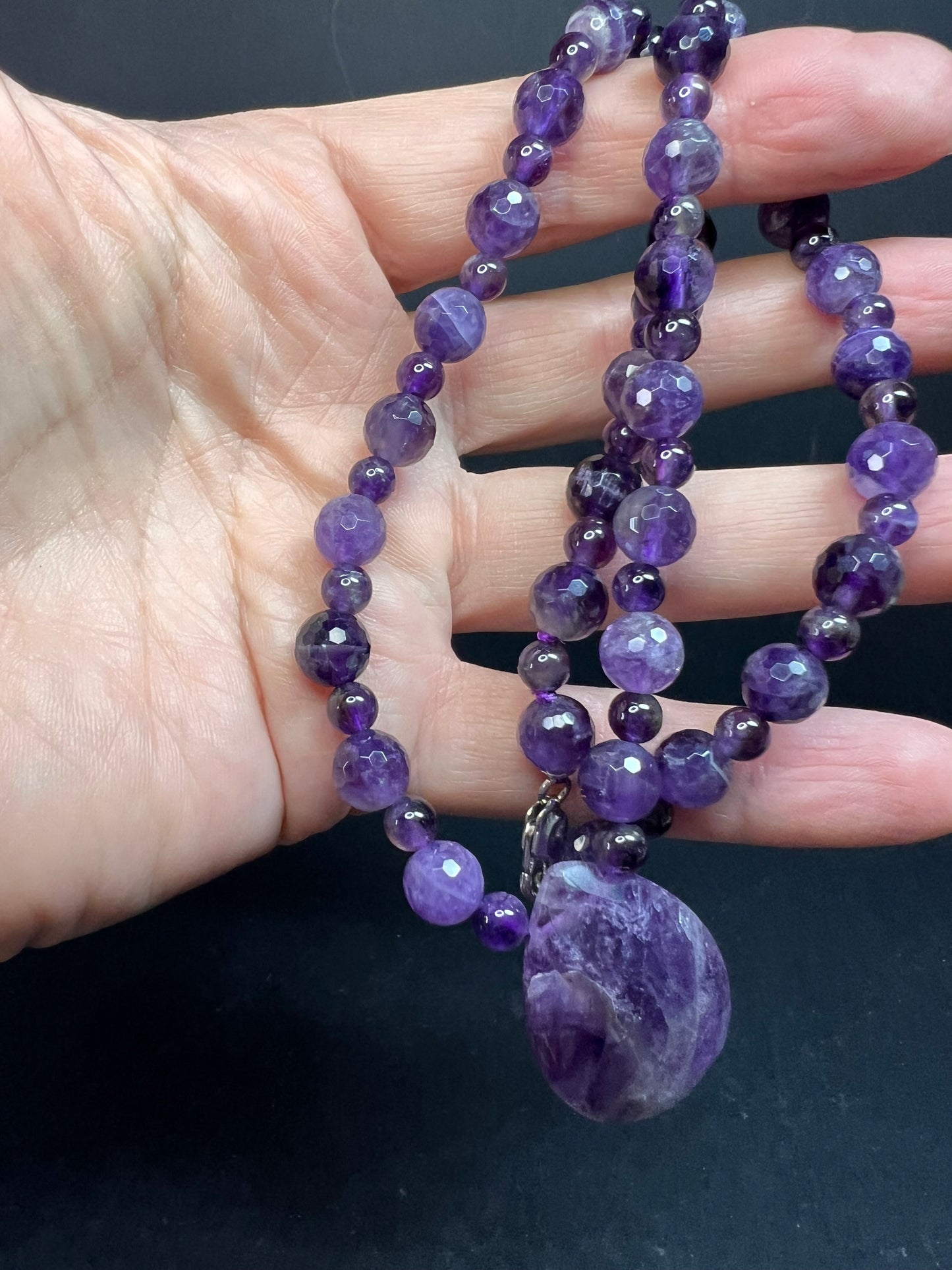 NEW amethyst necklace with sterling silver clasp