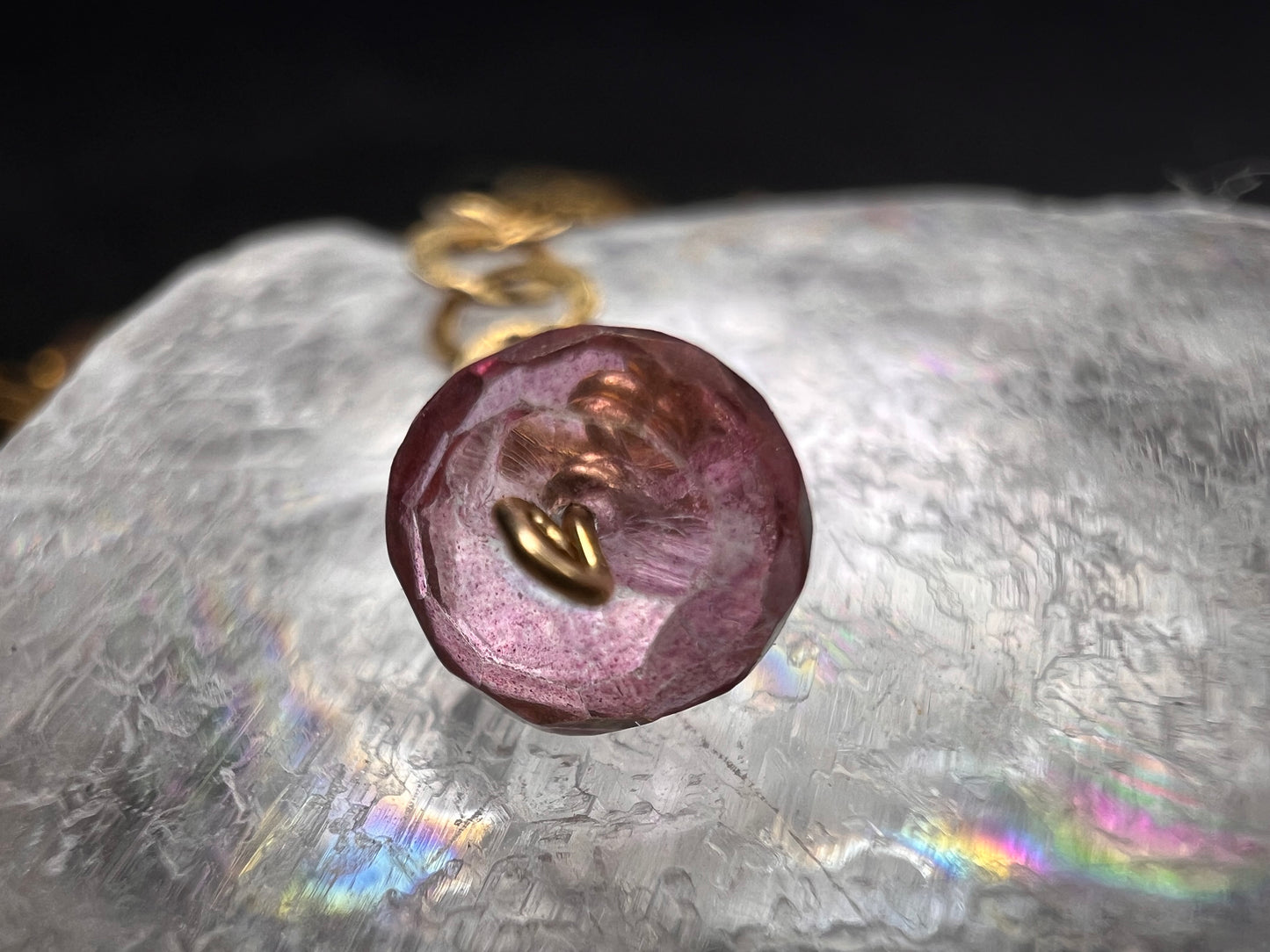 Gold Filled Necklace with Baroque Pearl and Pink Faceted Gemstone Beads