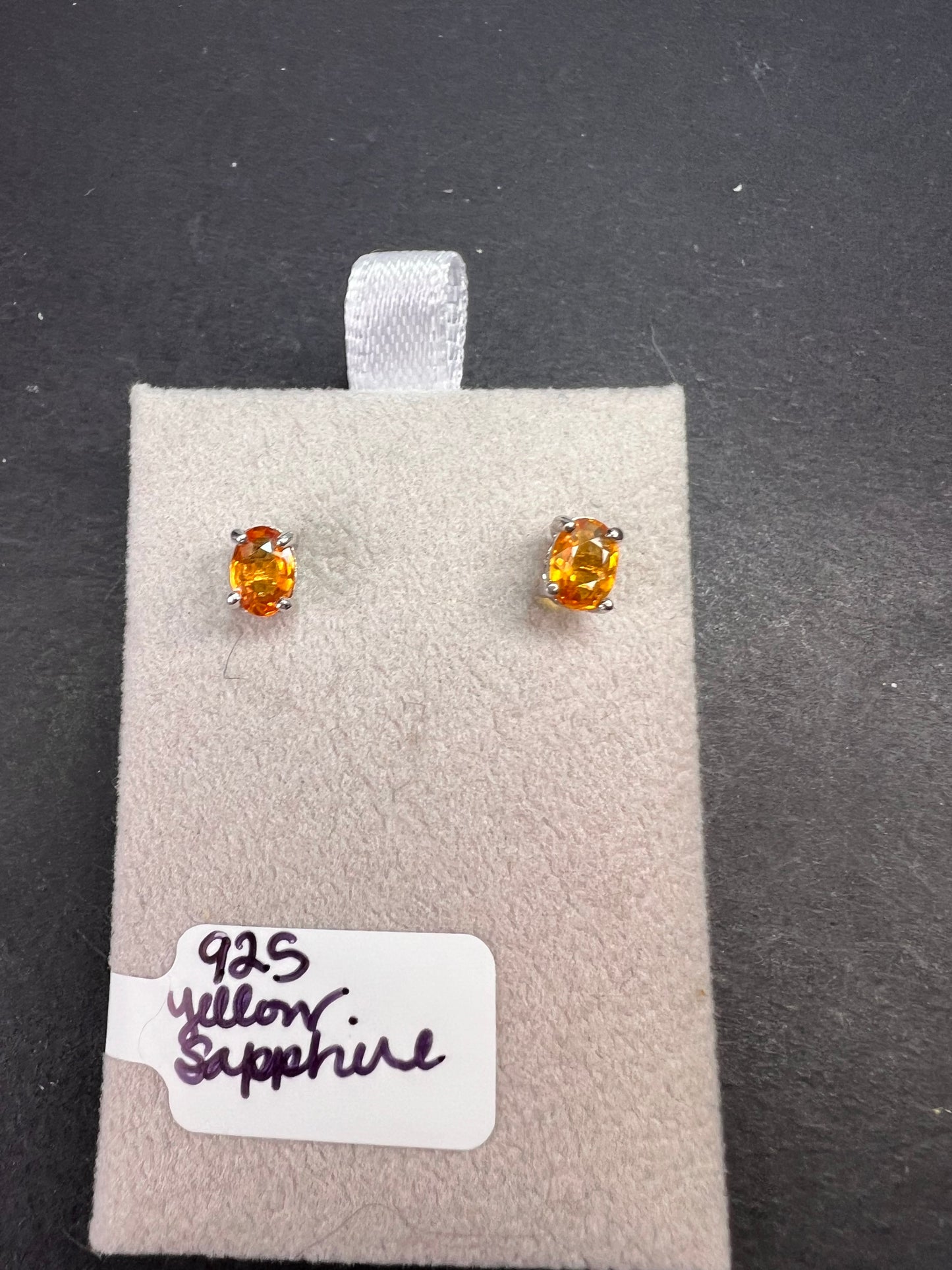 Yellow sapphire sterling silver stud earrings