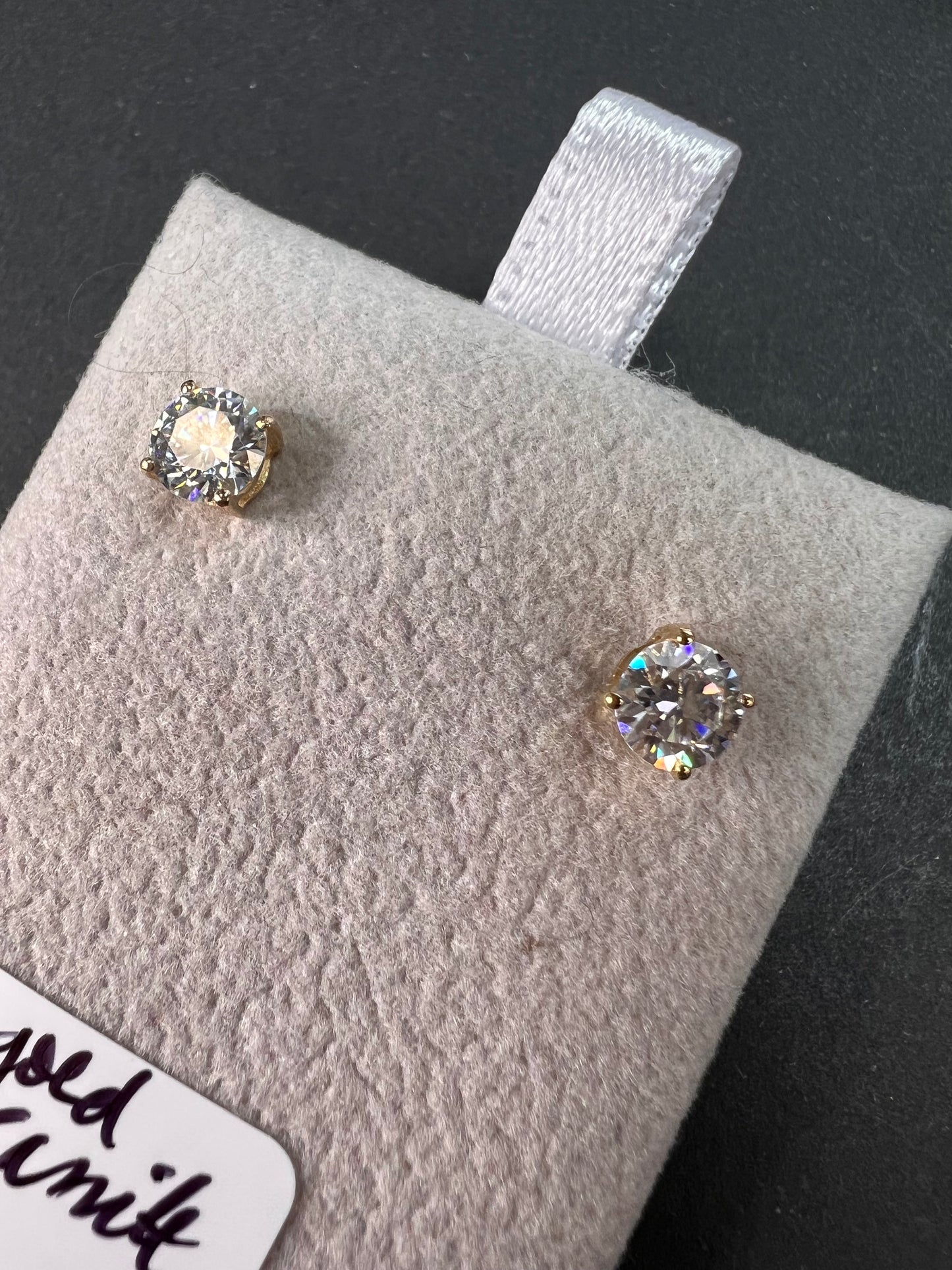 10k yellow gold moissanite stud earrings 4.8mm