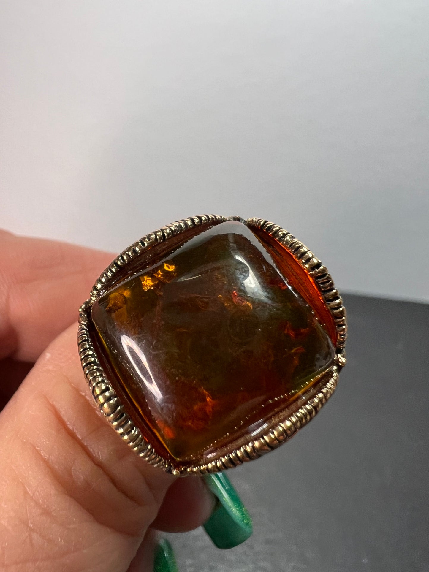 Designer Barse amber brass ring size 9