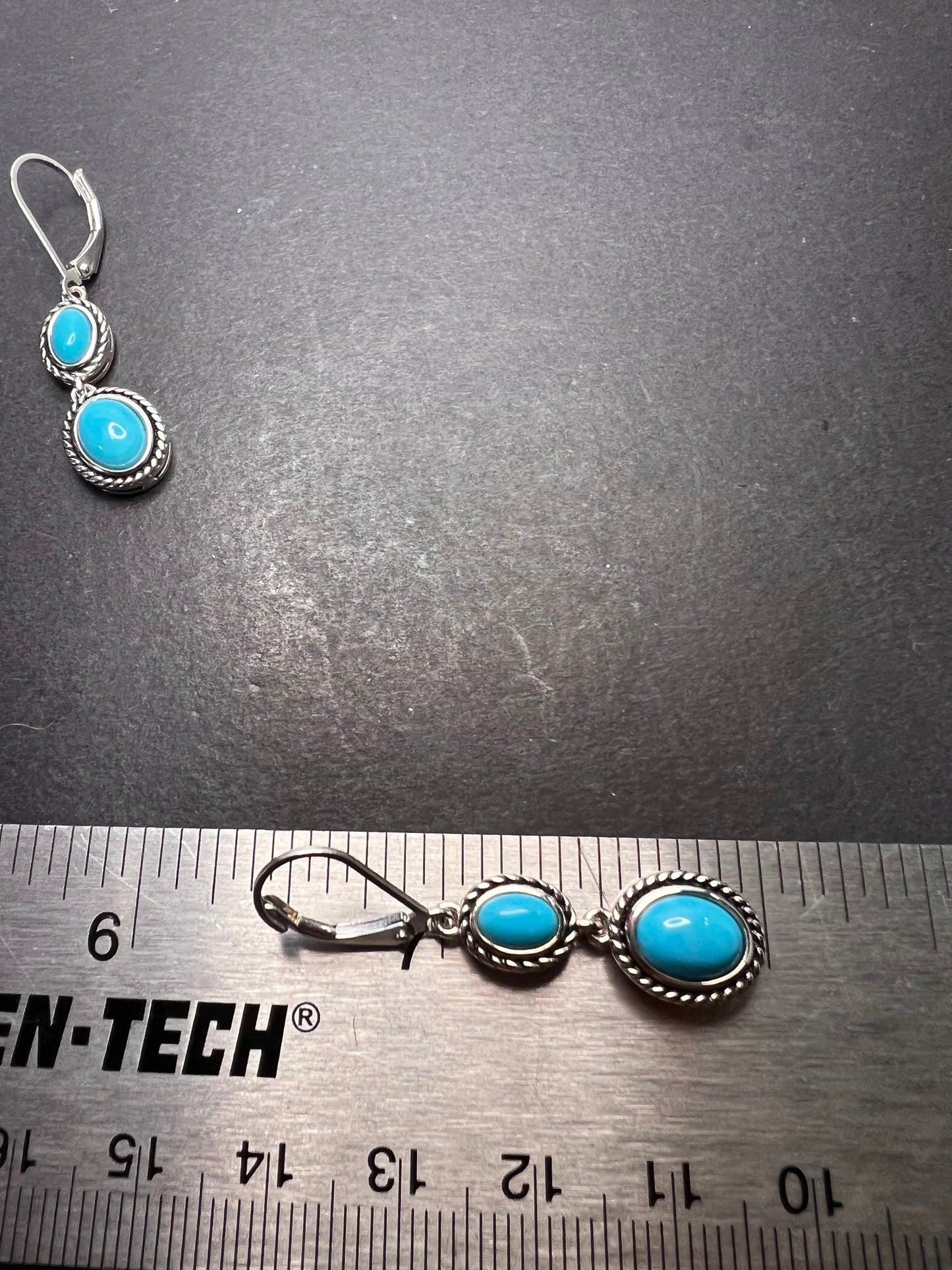 Blue Sleeping Beauty Turquoise Rhodium Over Sterling Silver Earrings