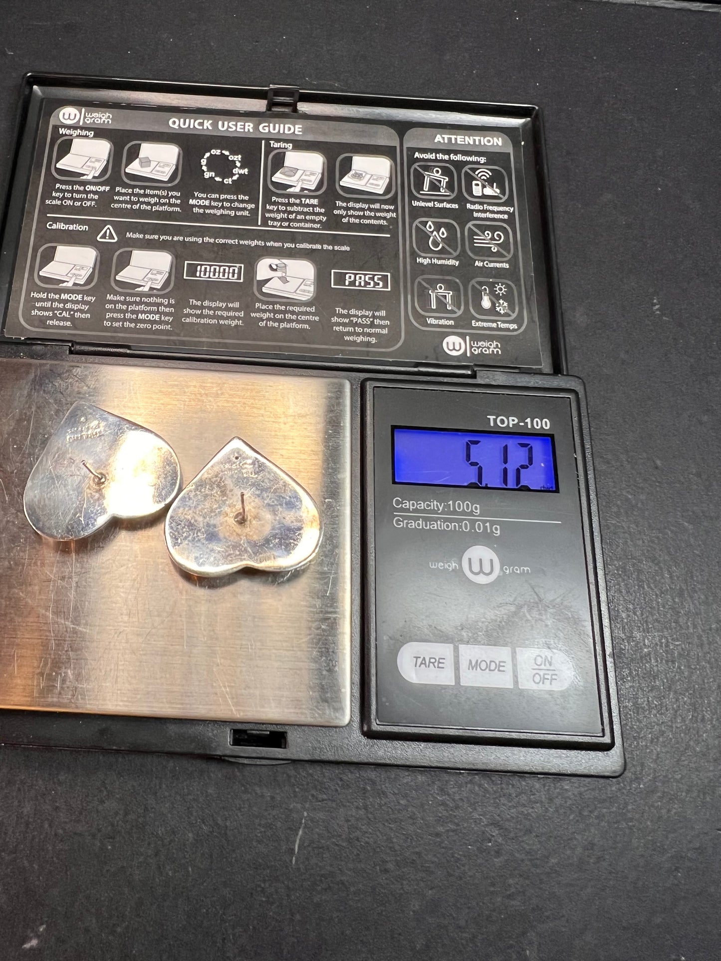 Vintage sterling silver puffy heart earrings