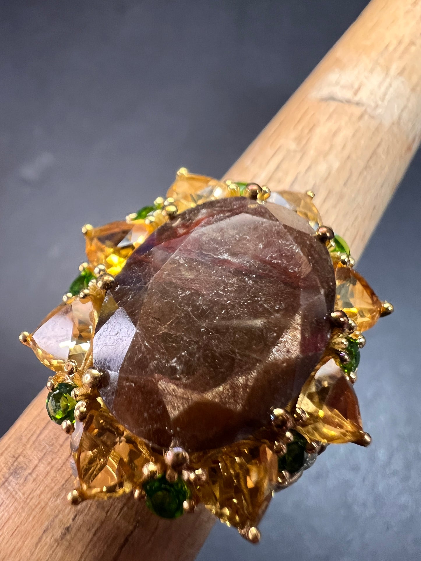 NEW chocolate sapphire multi gem cocktail ring in vermeil size 7