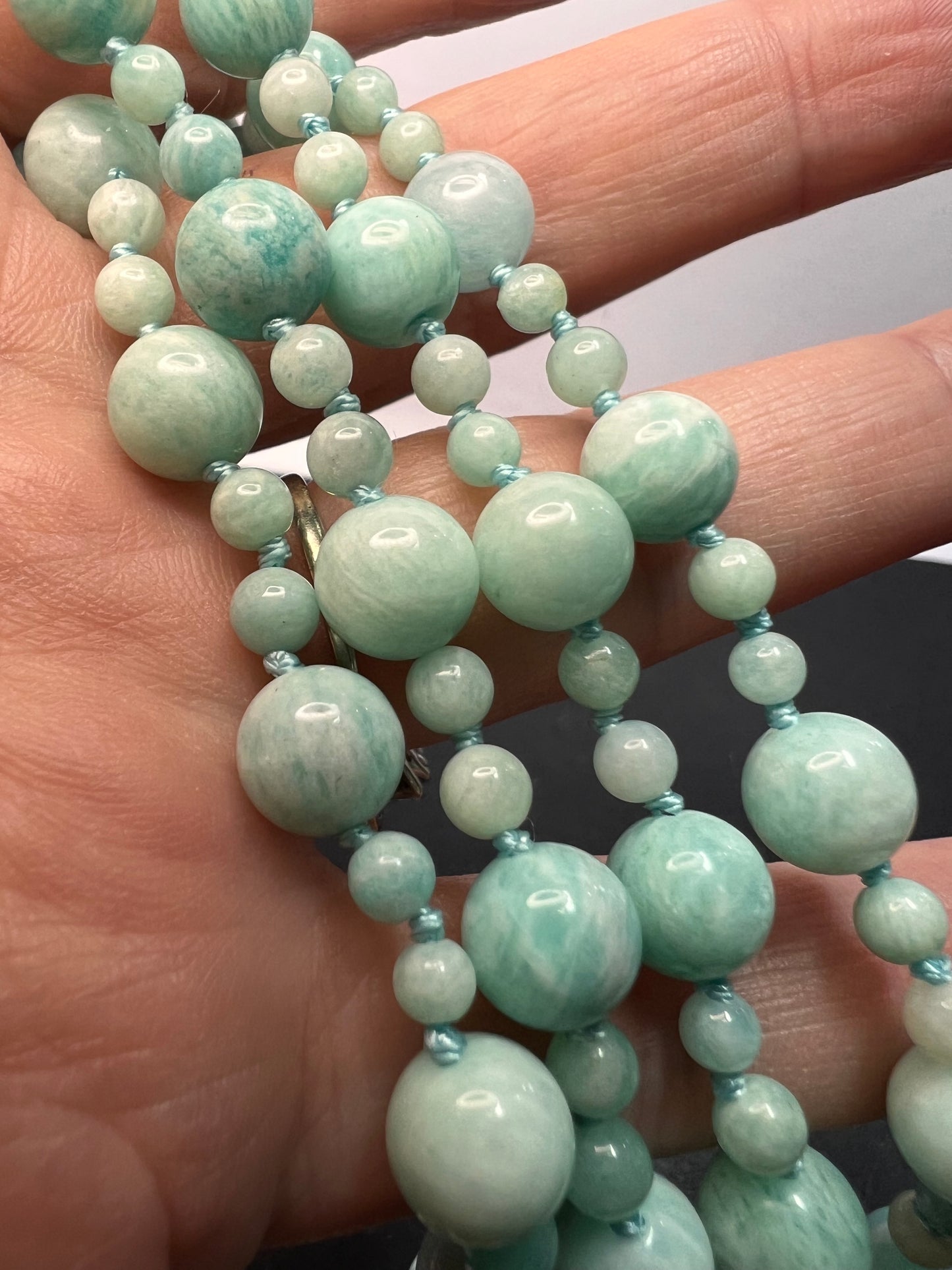 Amazonite knotted 36 inch endless necklace