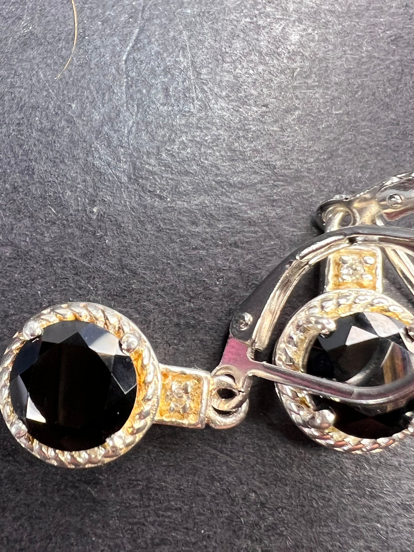 Thai black spinel and zircon lever back earrings in sterling silver with stainless steel lever backs 3.35 ctw