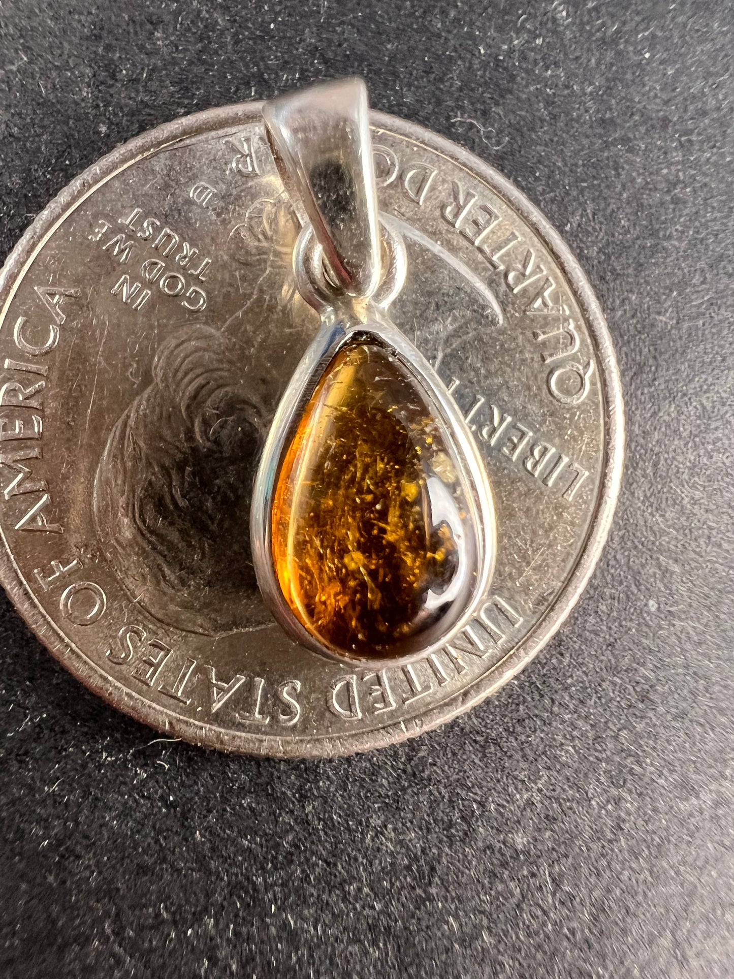 NEW Dravite orange tourmaline sterling silver teardrop pendant 1.49 grams