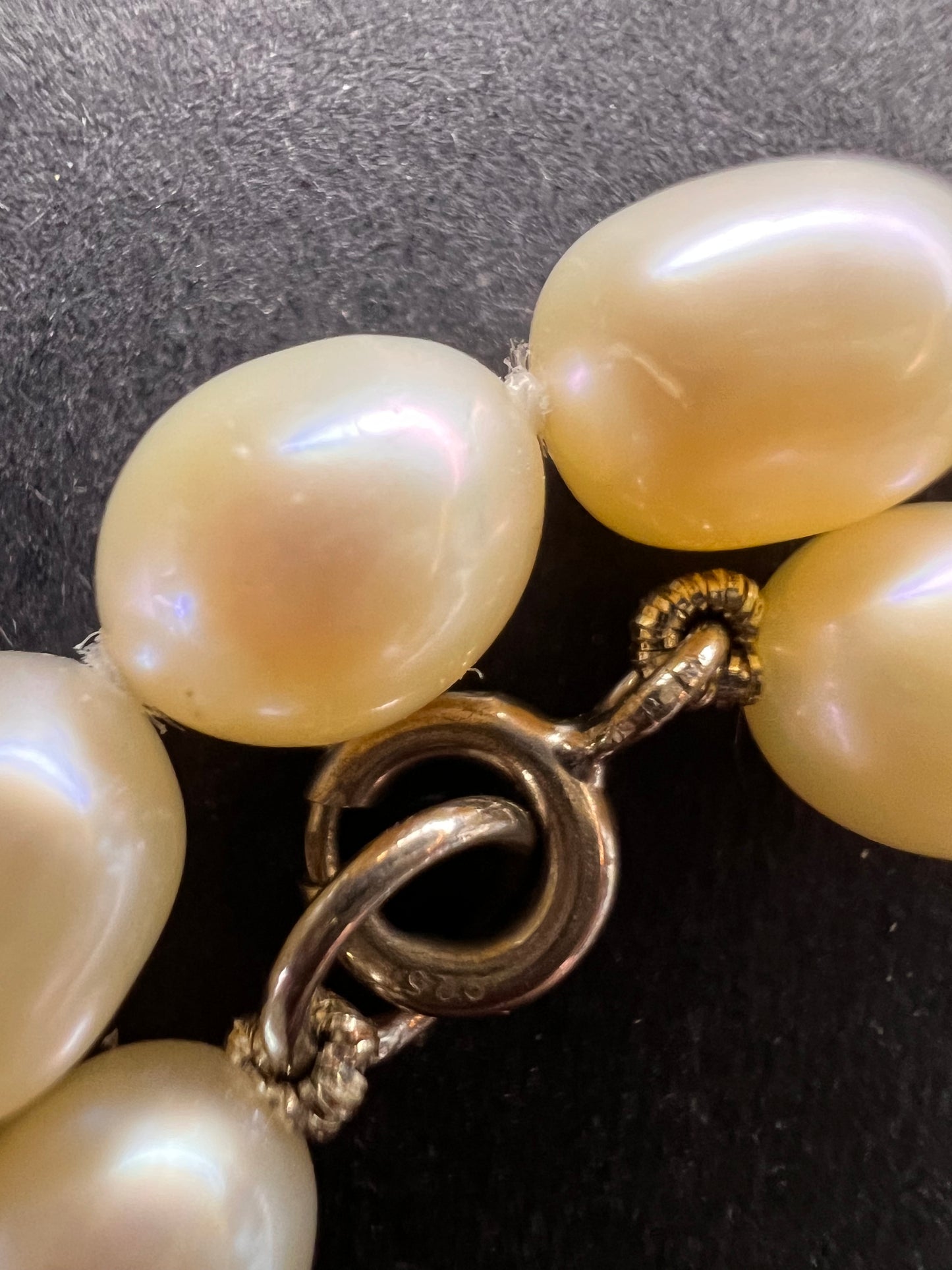 Estate 36” White Cultured Freshwater Pearl Necklace 925 Sterling
