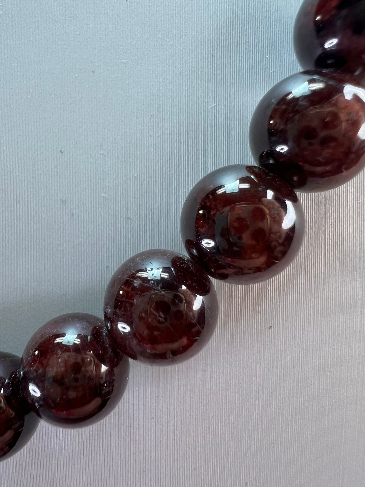 Garnet beaded necklace with sterling silver clasp