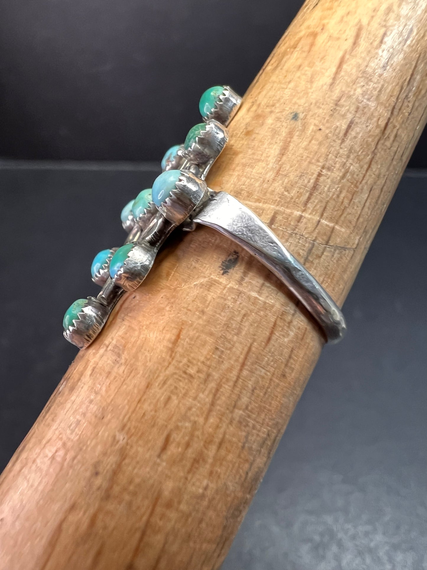 Vintage Sterling Turquoise Cluster Ring Size 7 Southwestern Style