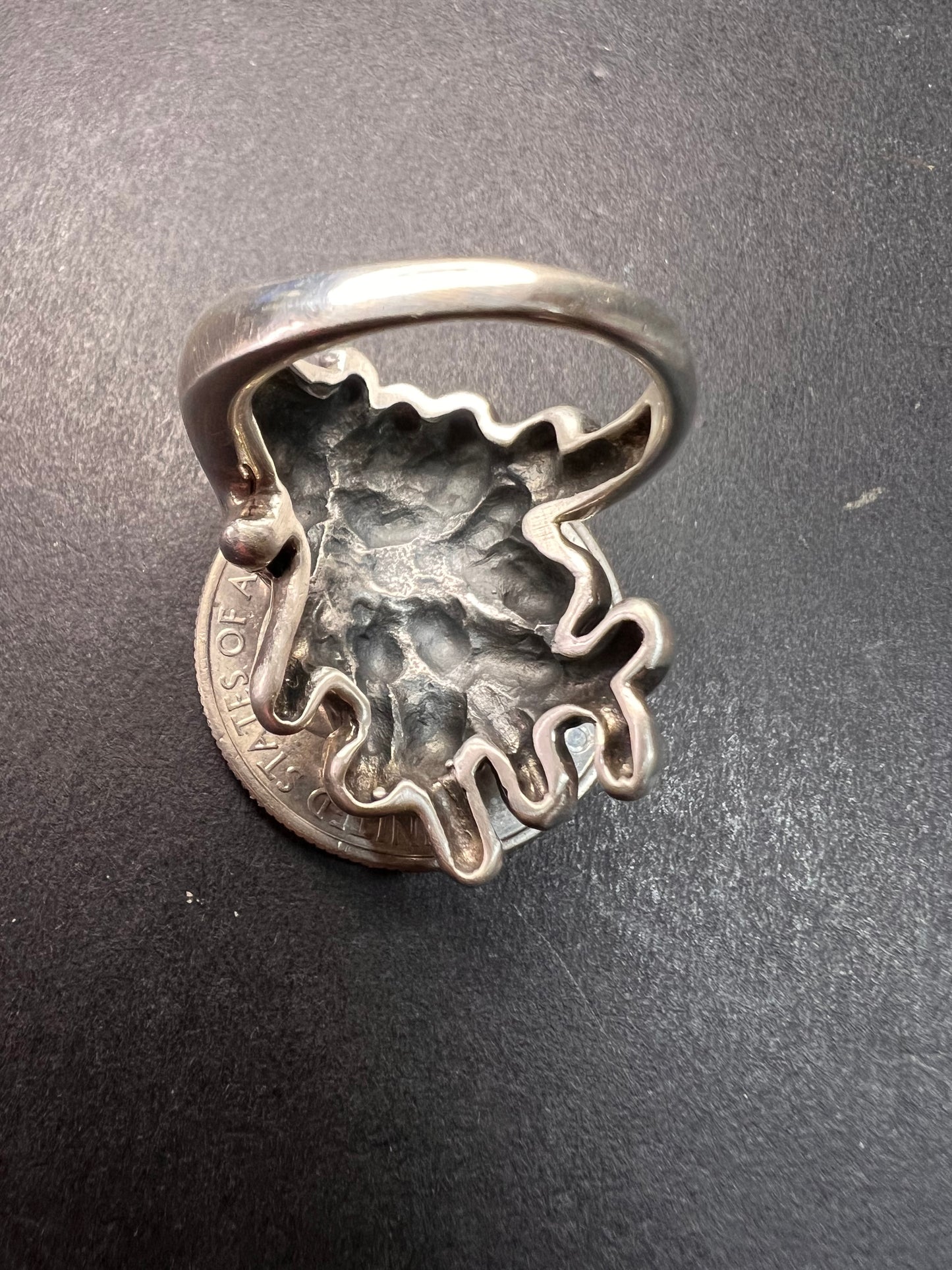 Sterling silver fungi coral ring size 7