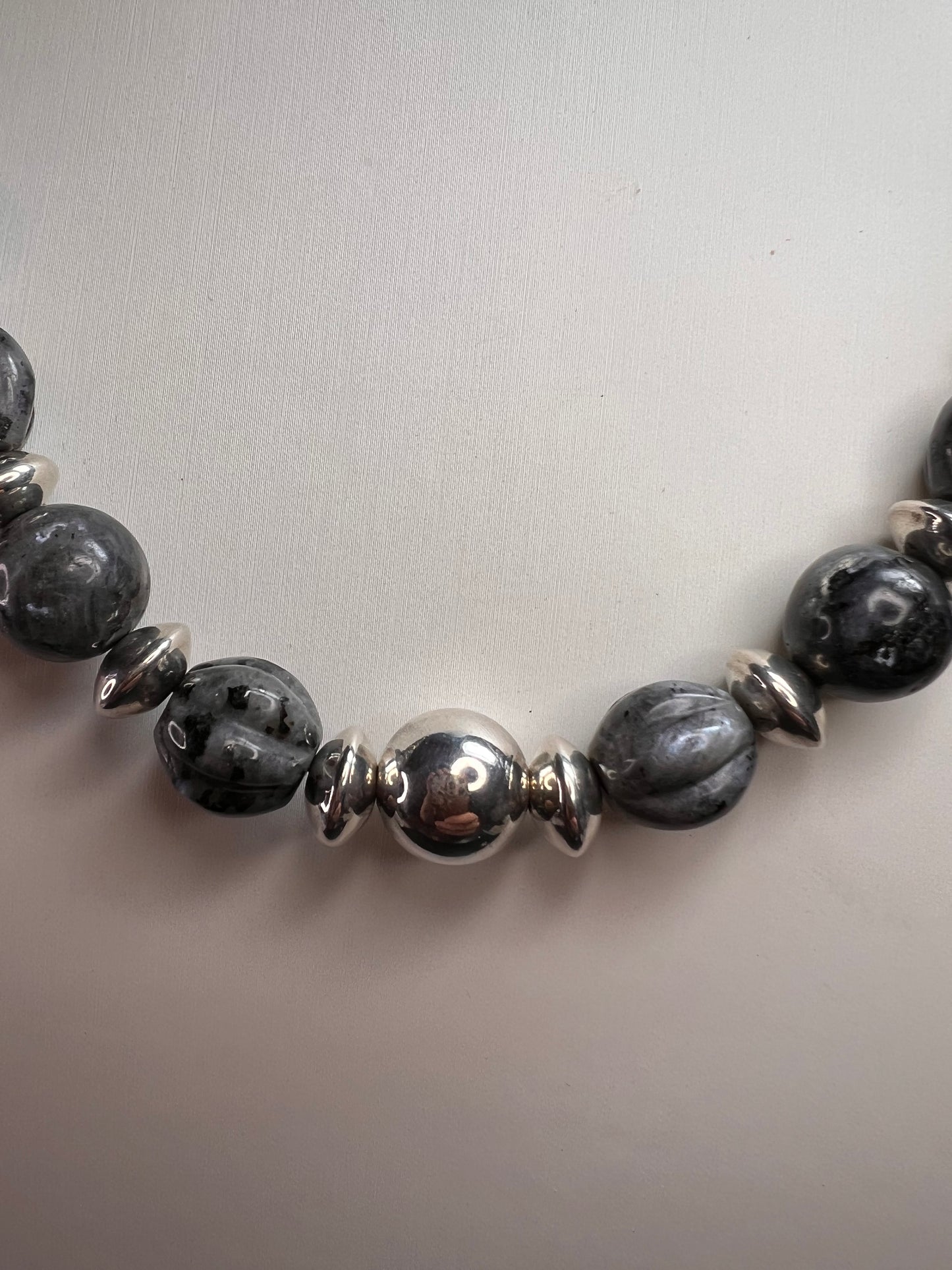NEW Larvakite and sterling silver necklace
