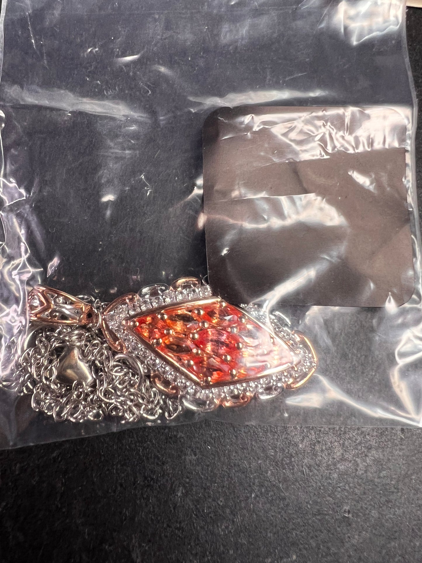 Padparadscha Sapphire Pendant | Sterling Silver Two-Tone | Gems by Valitutti