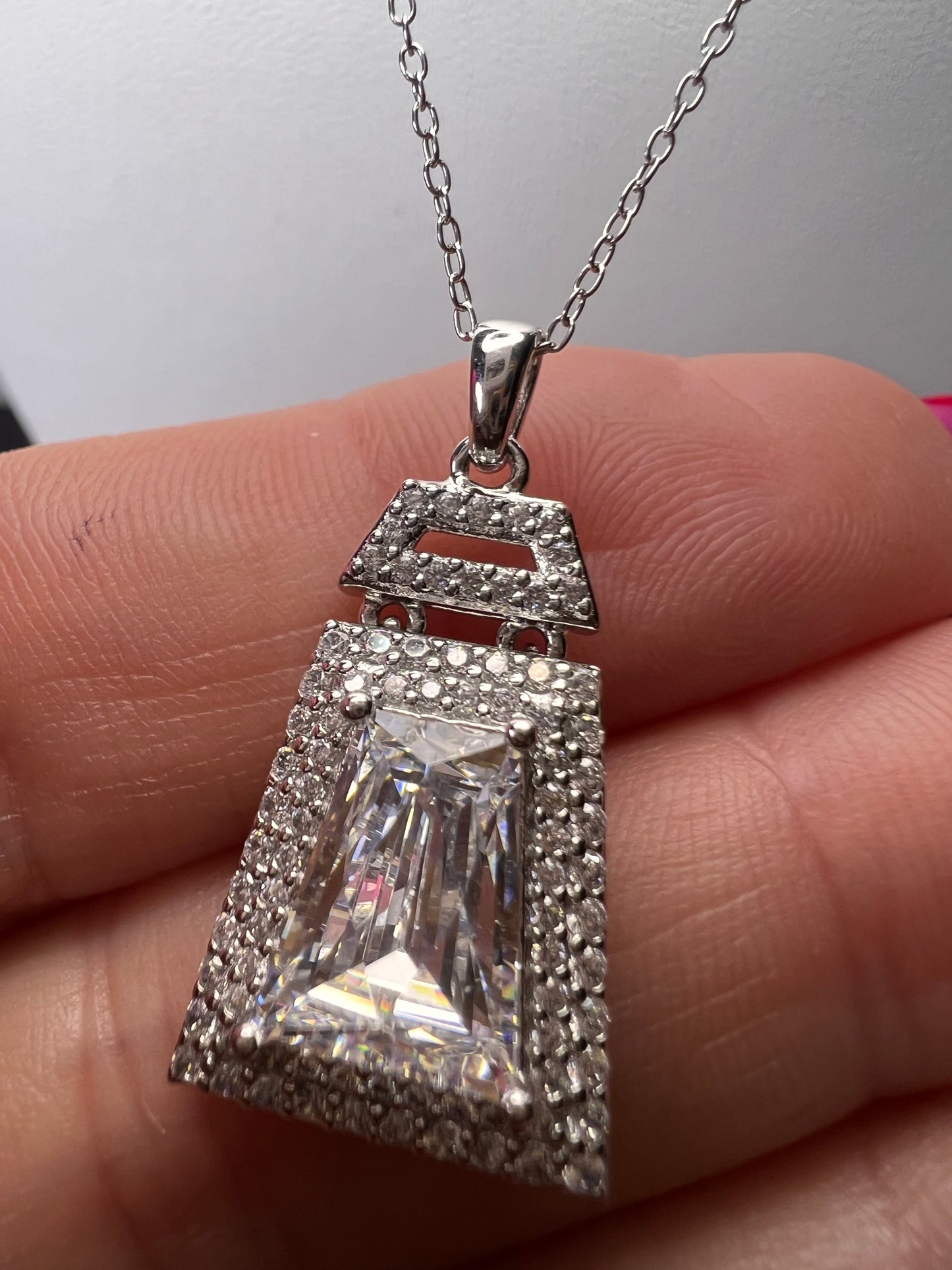 Tycoon CZ sterling silver pendant and chain necklace