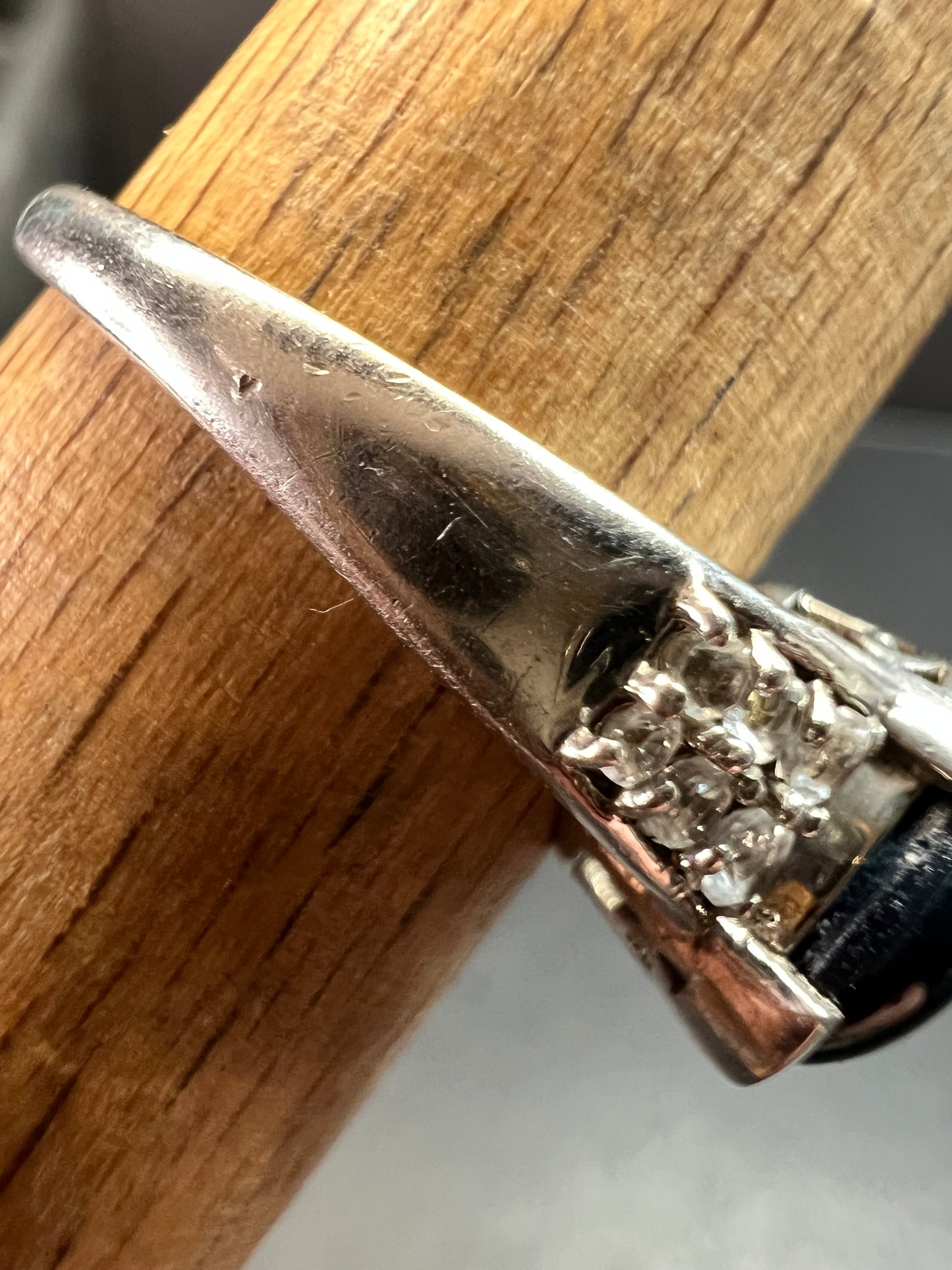 Vintage Star Sapphire & White Topaz Sterling Silver Ring 8