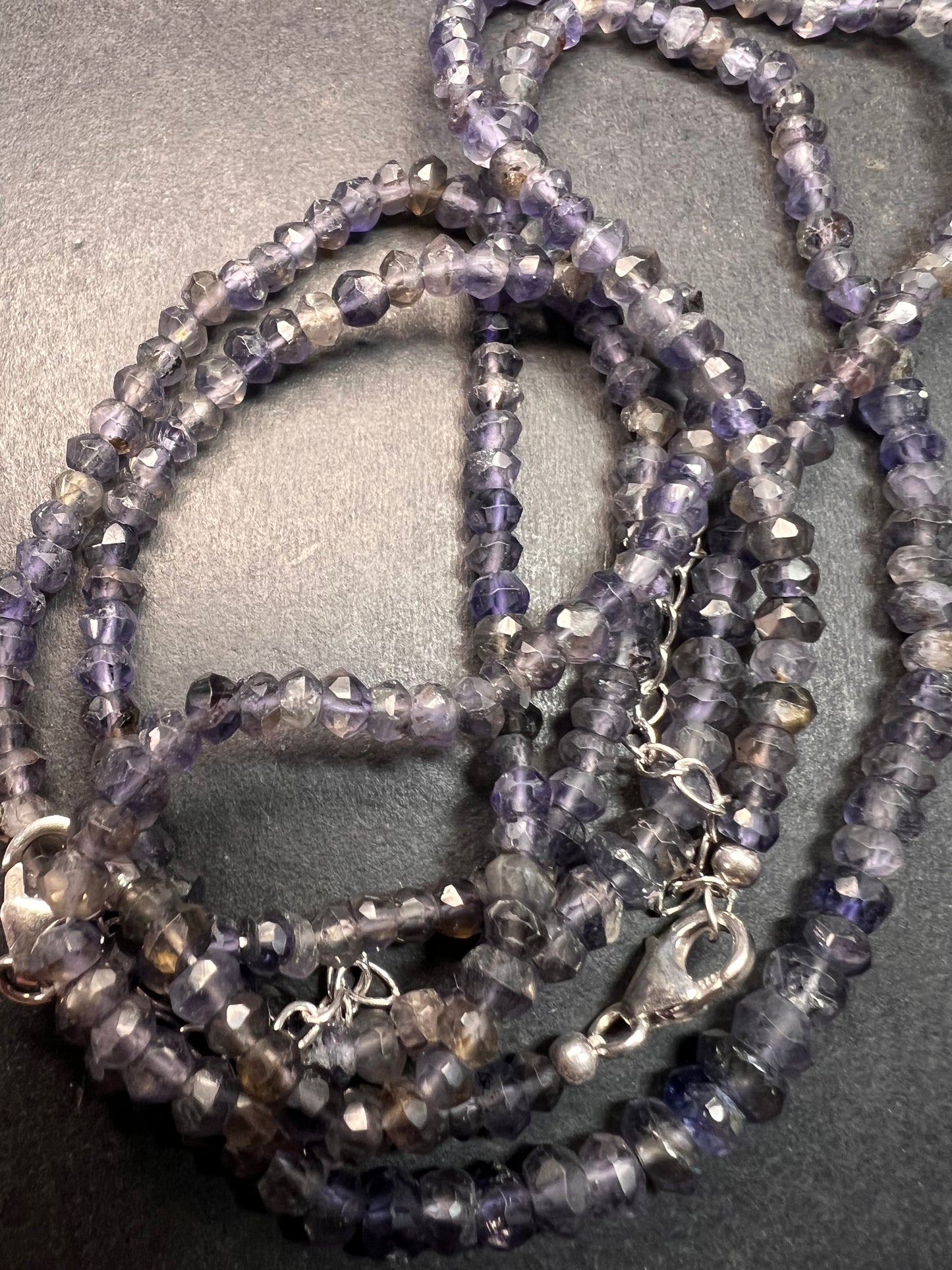 NEW faceted iolite necklace with sterling silver clasp