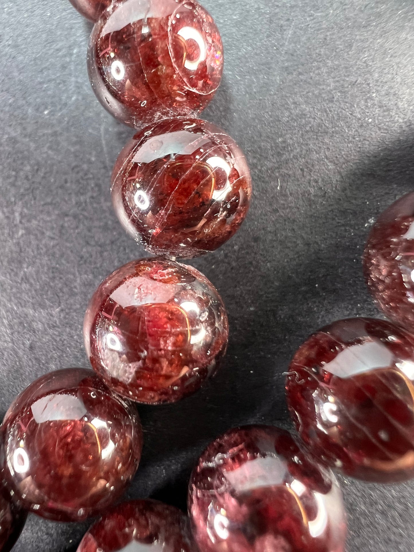 Garnet beaded necklace with sterling silver clasp