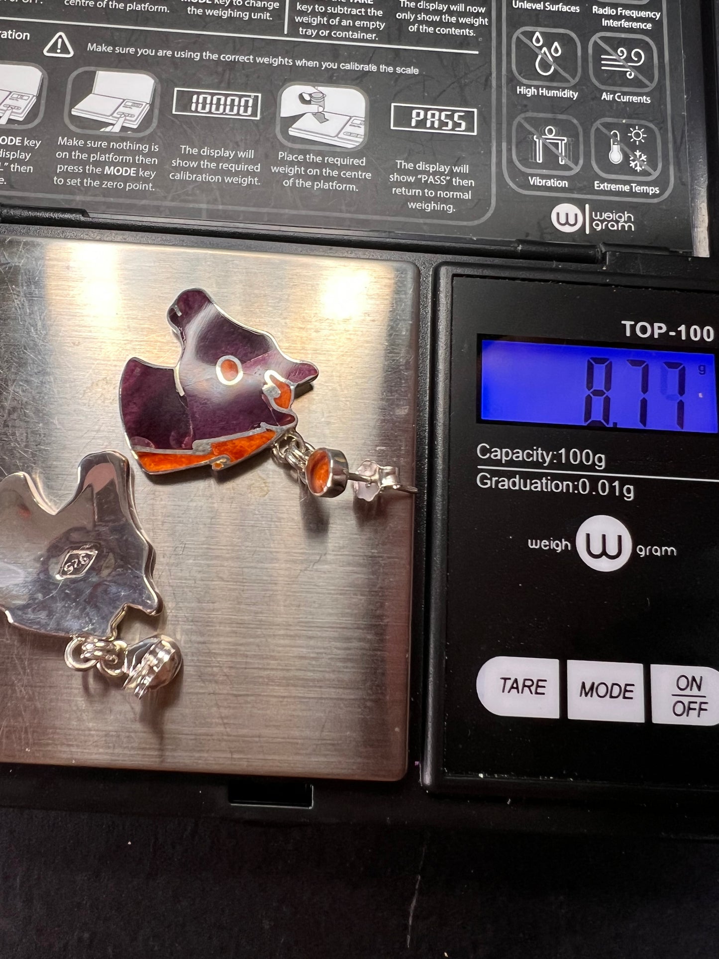 NEW Peruvian spiny oyster sterling silver horse head earrings