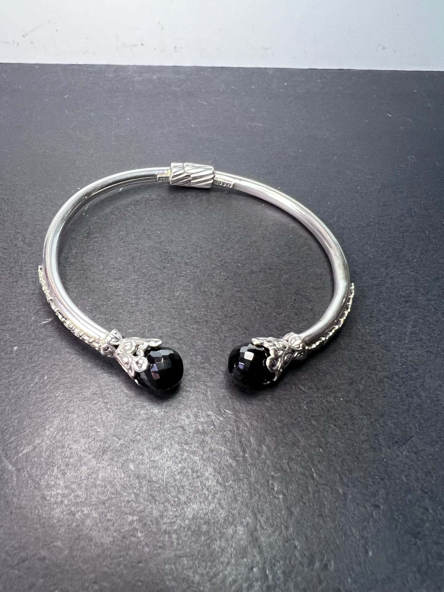 Sarda designer Black onyx and sterling silver cuff bracelet