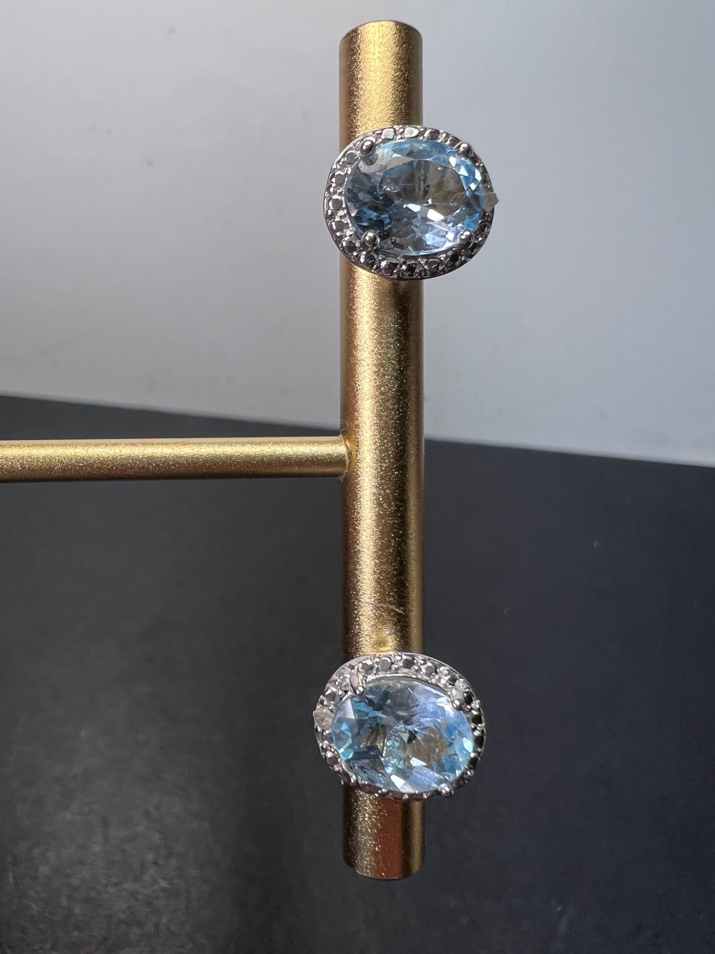 Blue topaz halo stud earrings