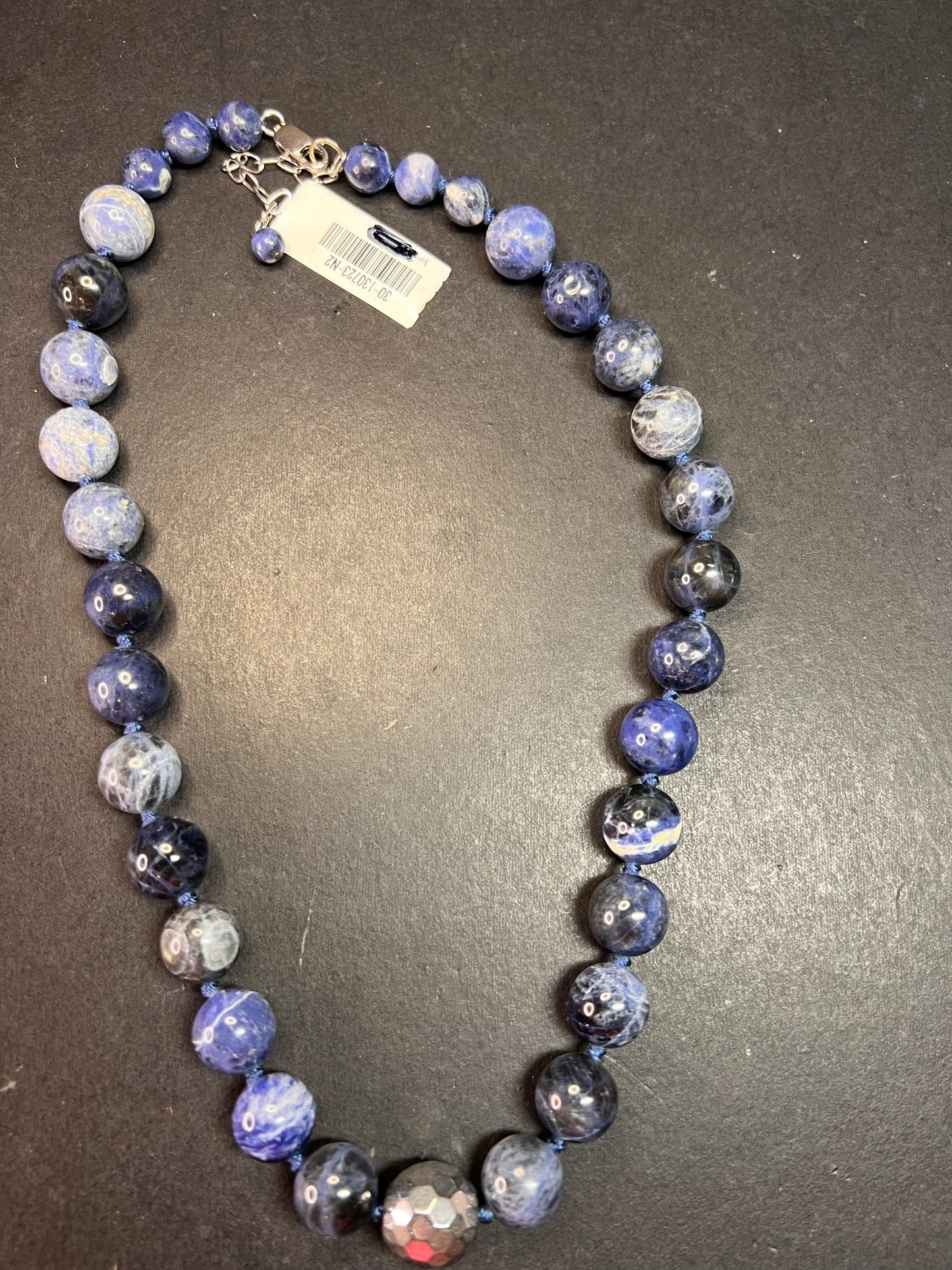 NEW sodalite and hematite necklace with sterling silver clasp